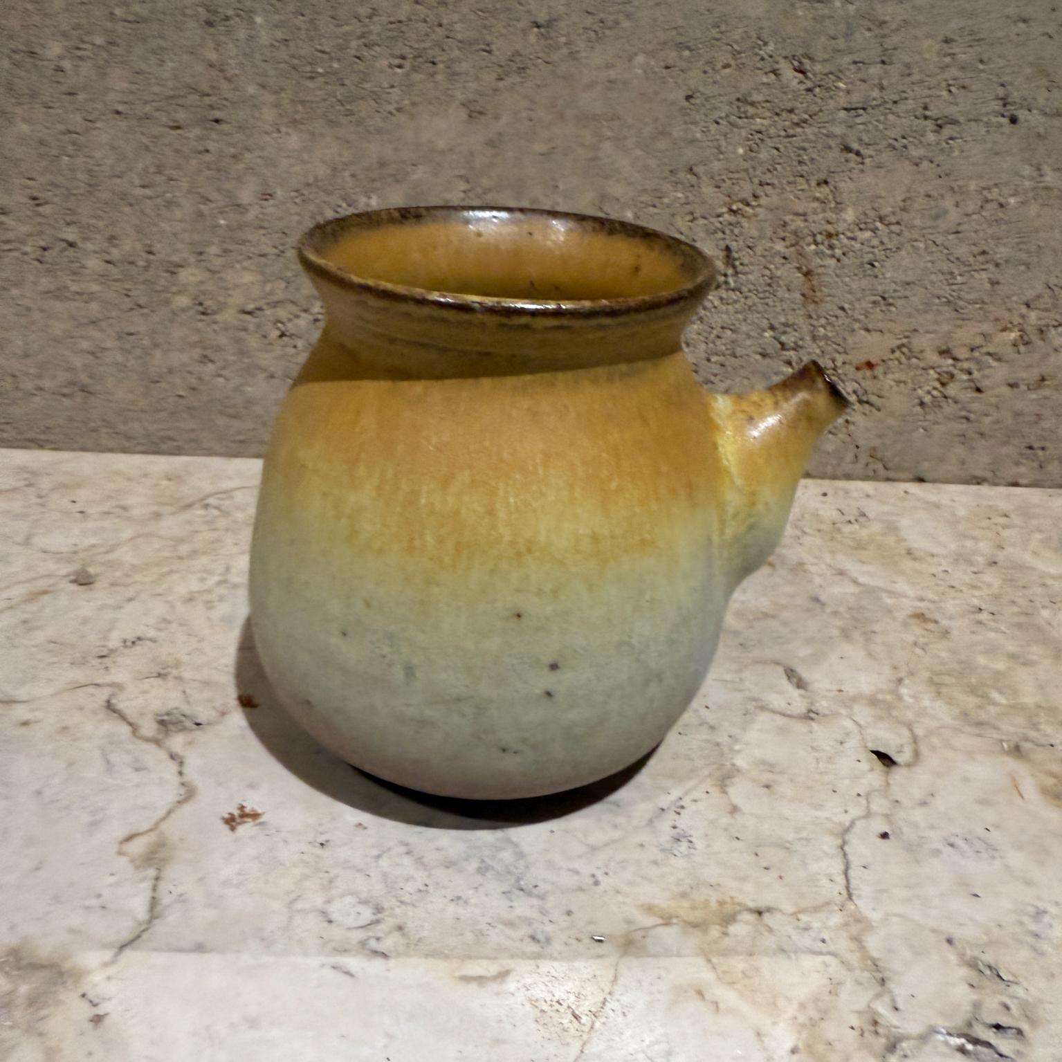 French Provencal Stoneware Mini Pitcher Creamer Pottery In Good Condition For Sale In Chula Vista, CA