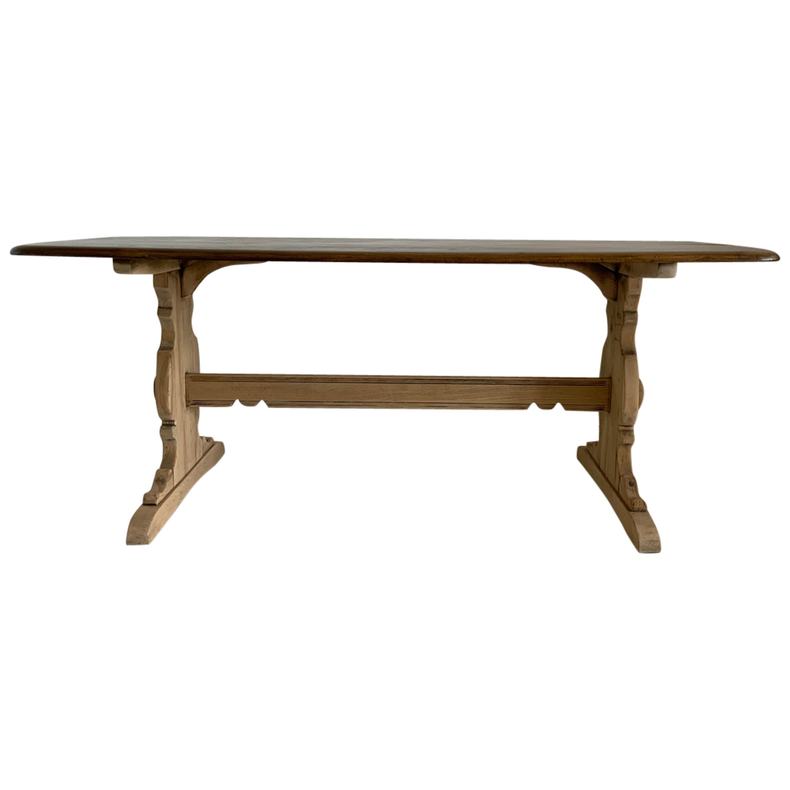 French Provencal Style, Farm Dining Table in Walnut