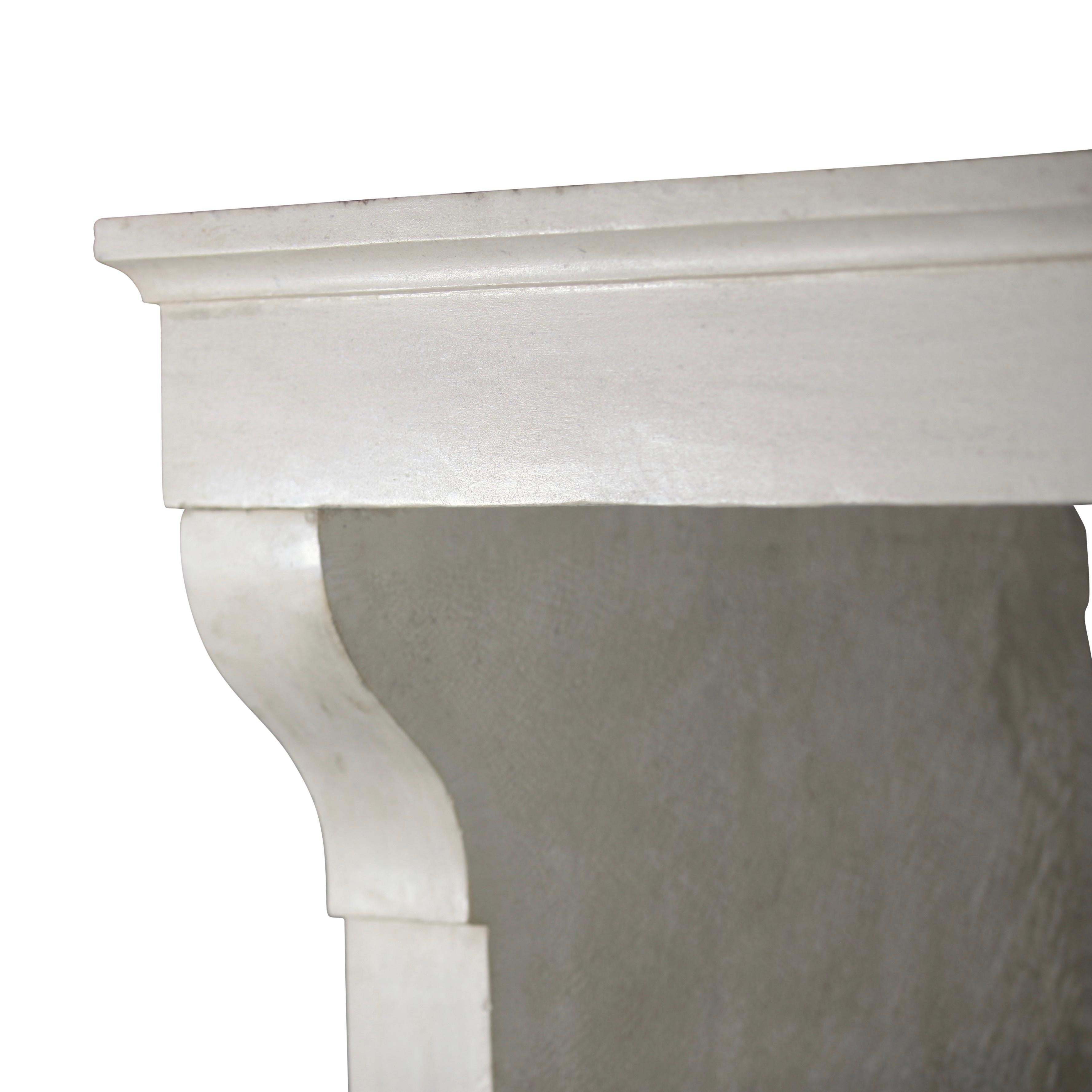 Revestimiento de chimenea francés provenzal de piedra blanca Luis XIII en venta 5