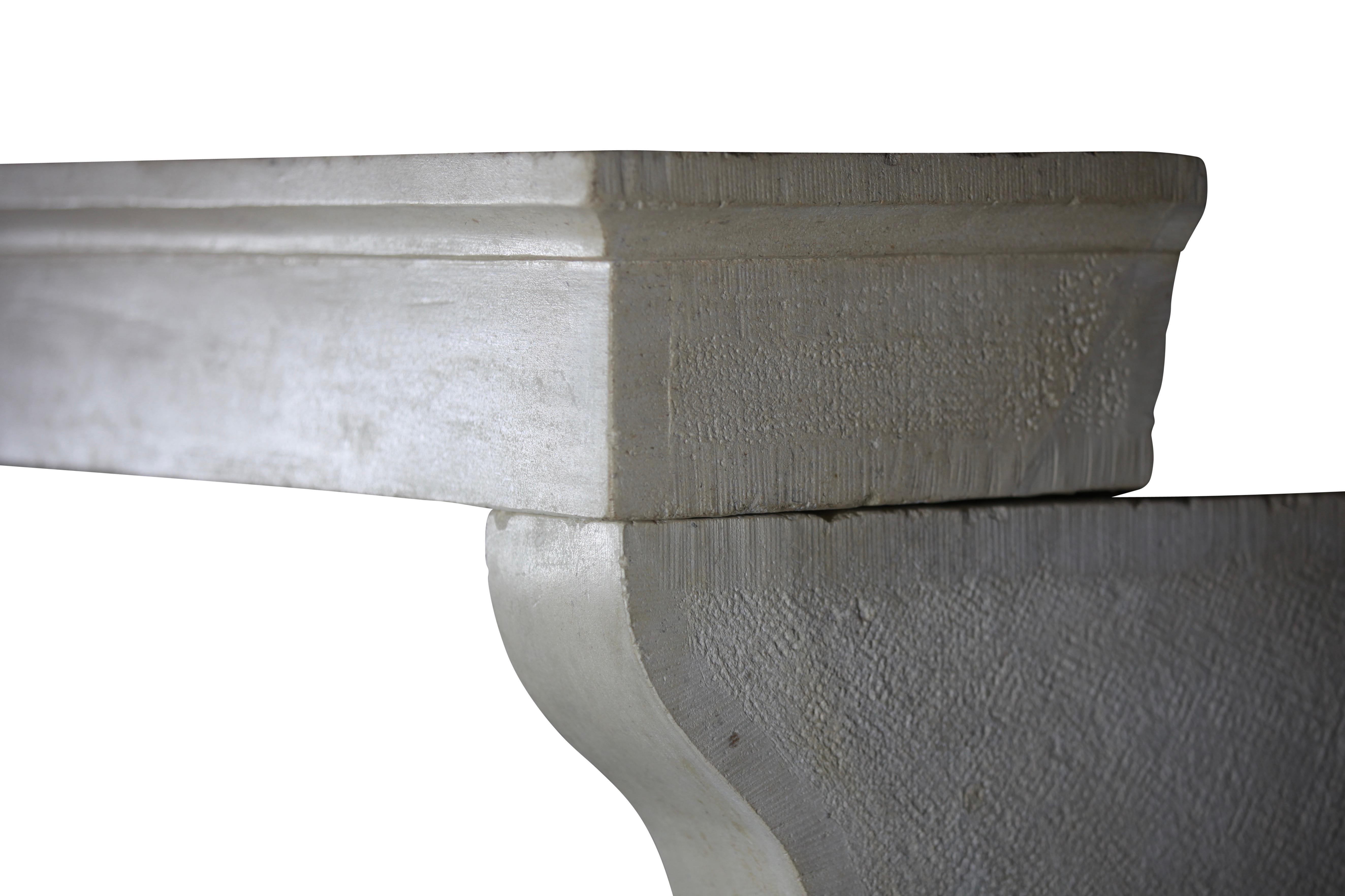 Revestimiento de chimenea francés provenzal de piedra blanca Luis XIII en venta 6