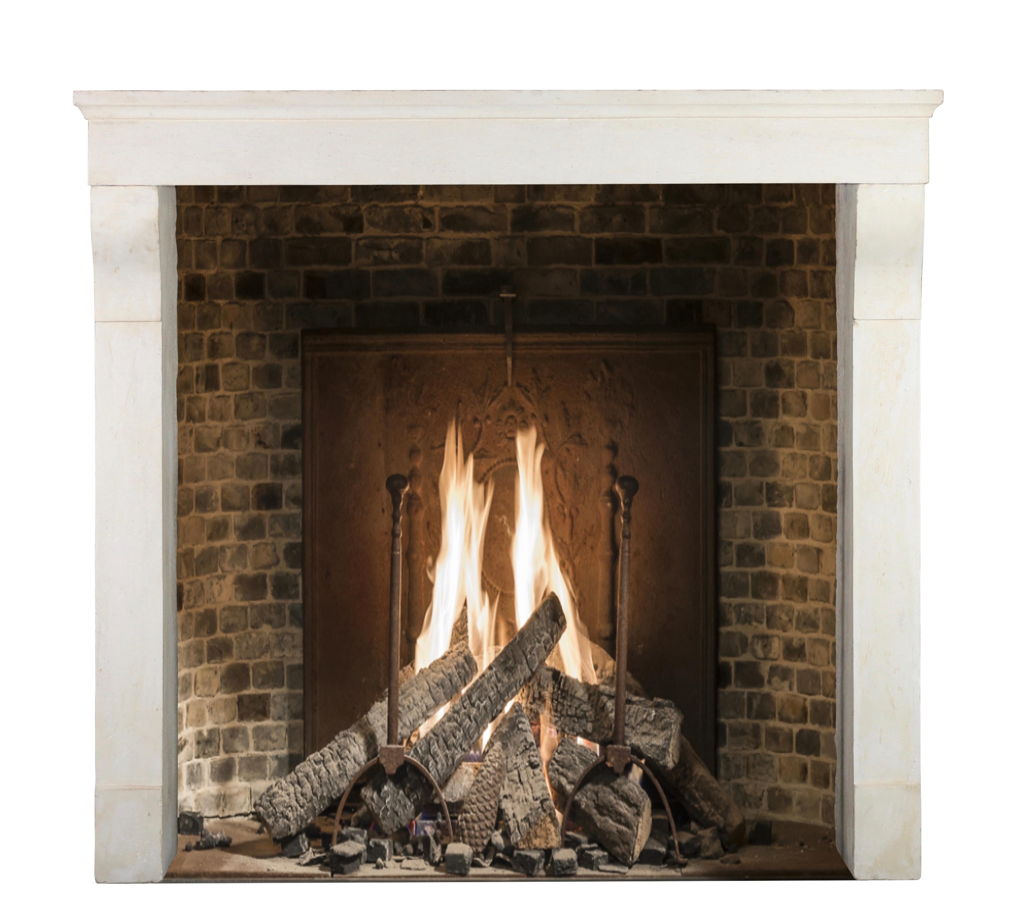 Revestimiento de chimenea francés provenzal de piedra blanca Luis XIII en venta 7
