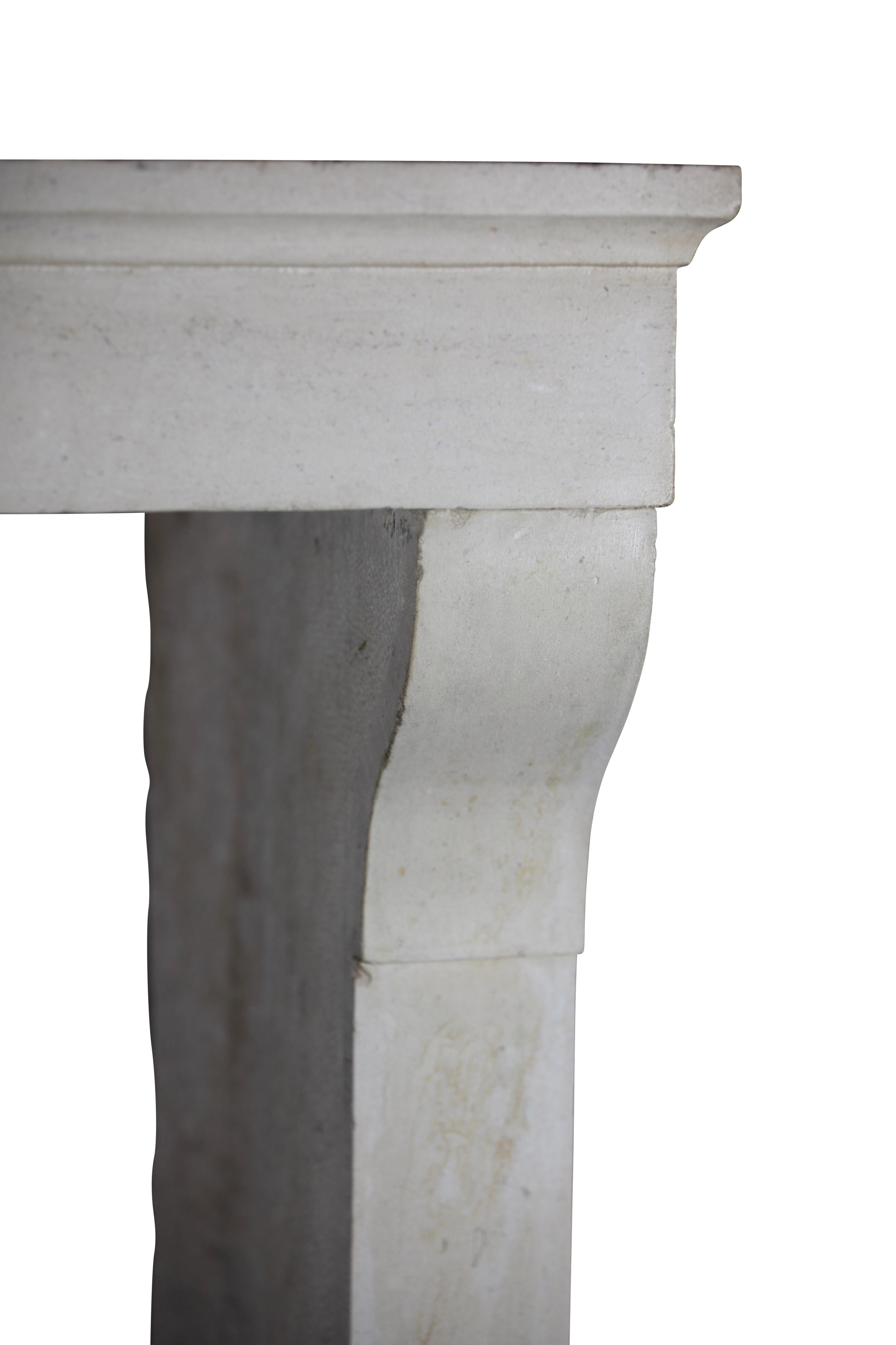 Revestimiento de chimenea francés provenzal de piedra blanca Luis XIII en venta 11