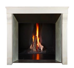 French Provencal White Stone Fireplace Surround Louis XIII