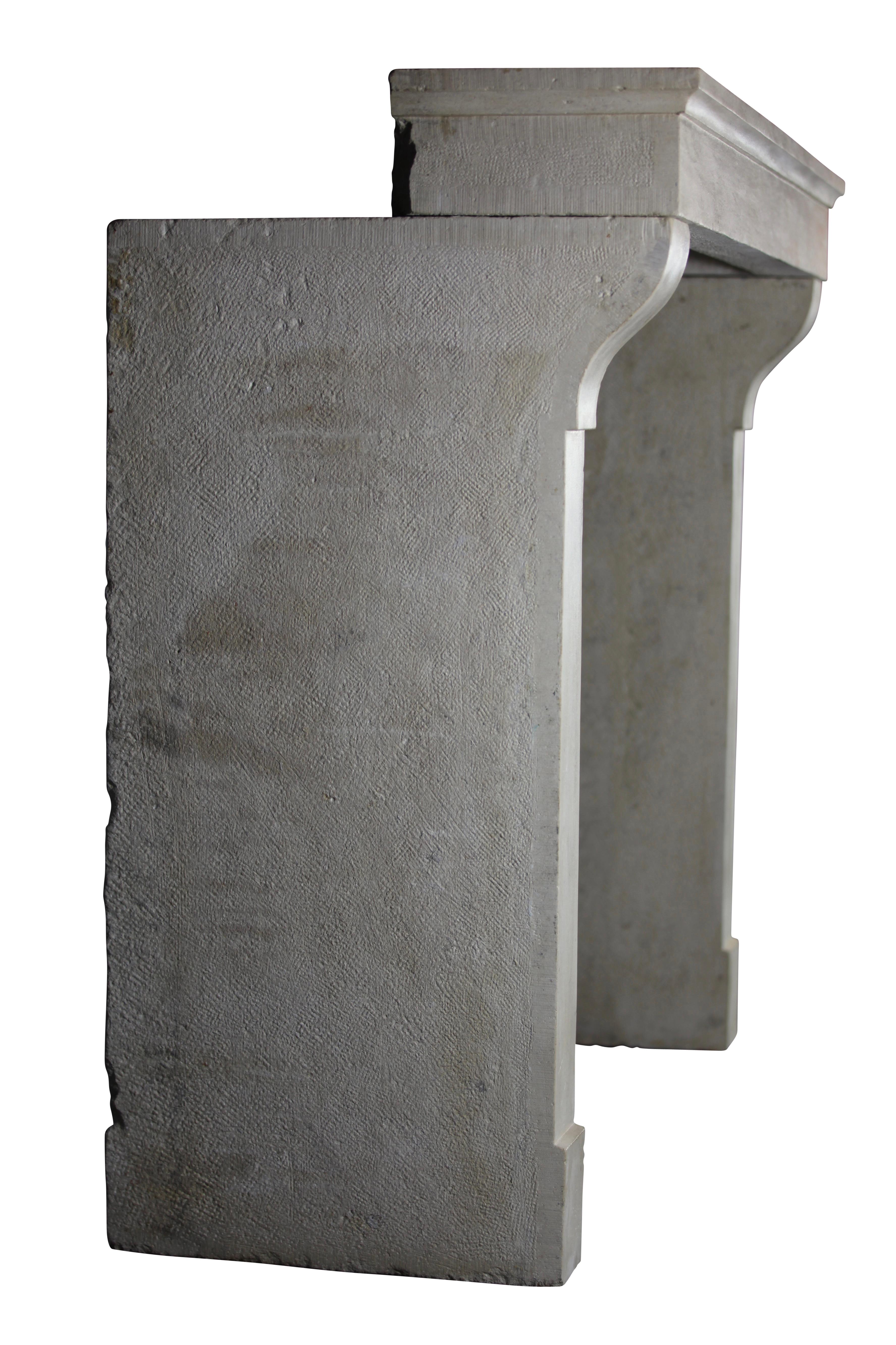 Revestimiento de chimenea francés provenzal de piedra blanca Luis XIII en venta 2