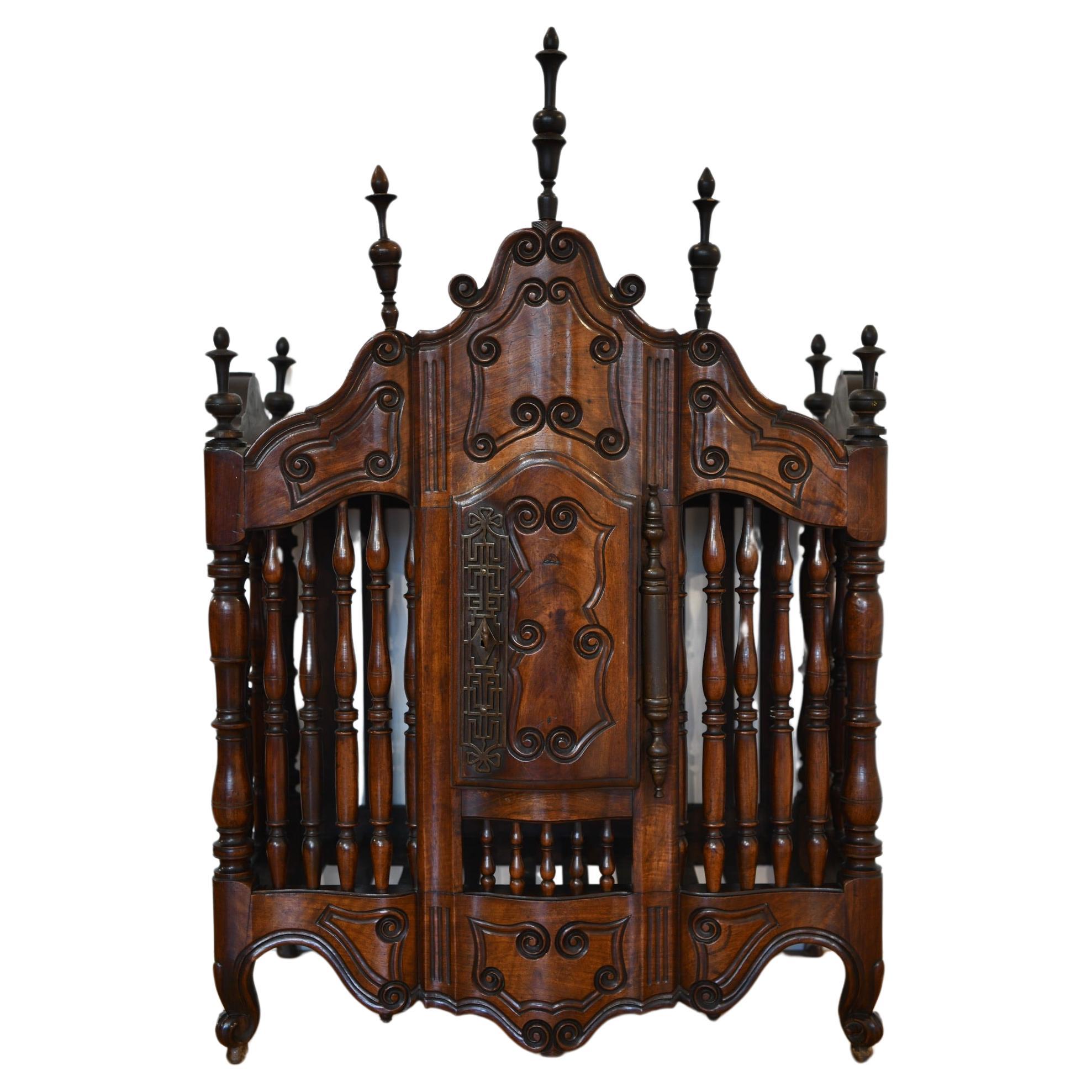 French Provencale Carved Mahogany Panetierre For Sale