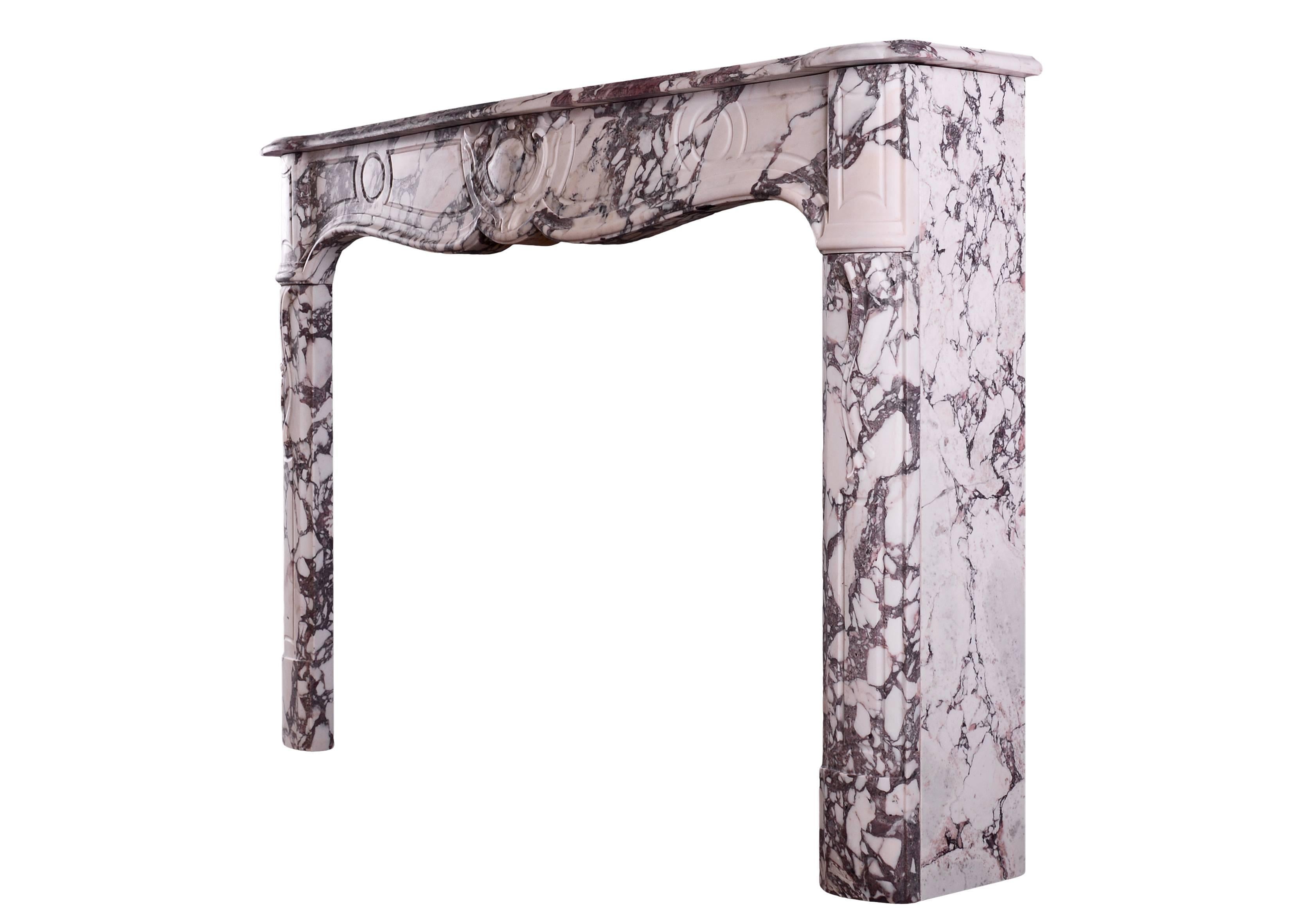 Louis XV French Provencale Fireplace in Breche Violette Marble For Sale