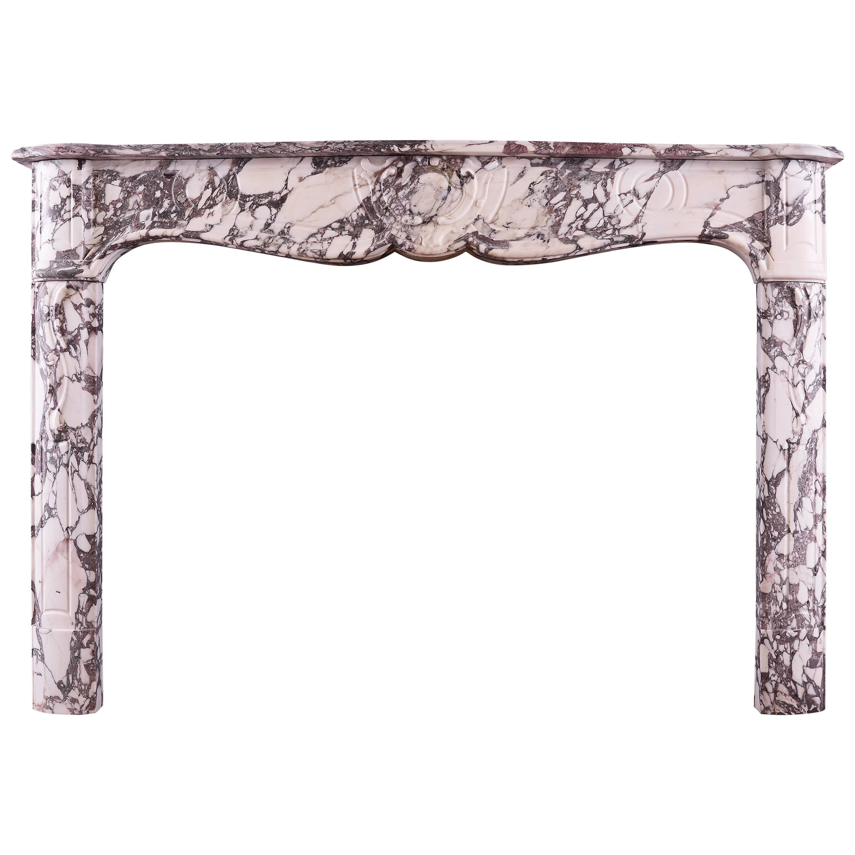 French Provencale Fireplace in Breche Violette Marble