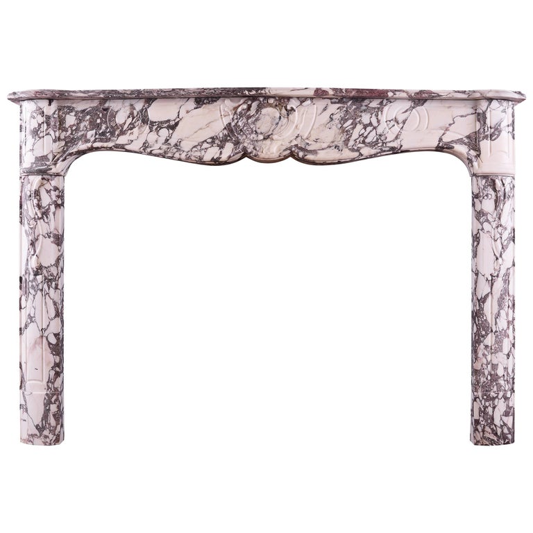 French Provencale Fireplace in Breche Violette Marble For Sale