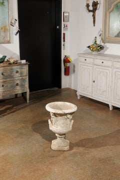 French Provençale Medici Vase Inspired Jardinière with Carved Scenes, circa 1870