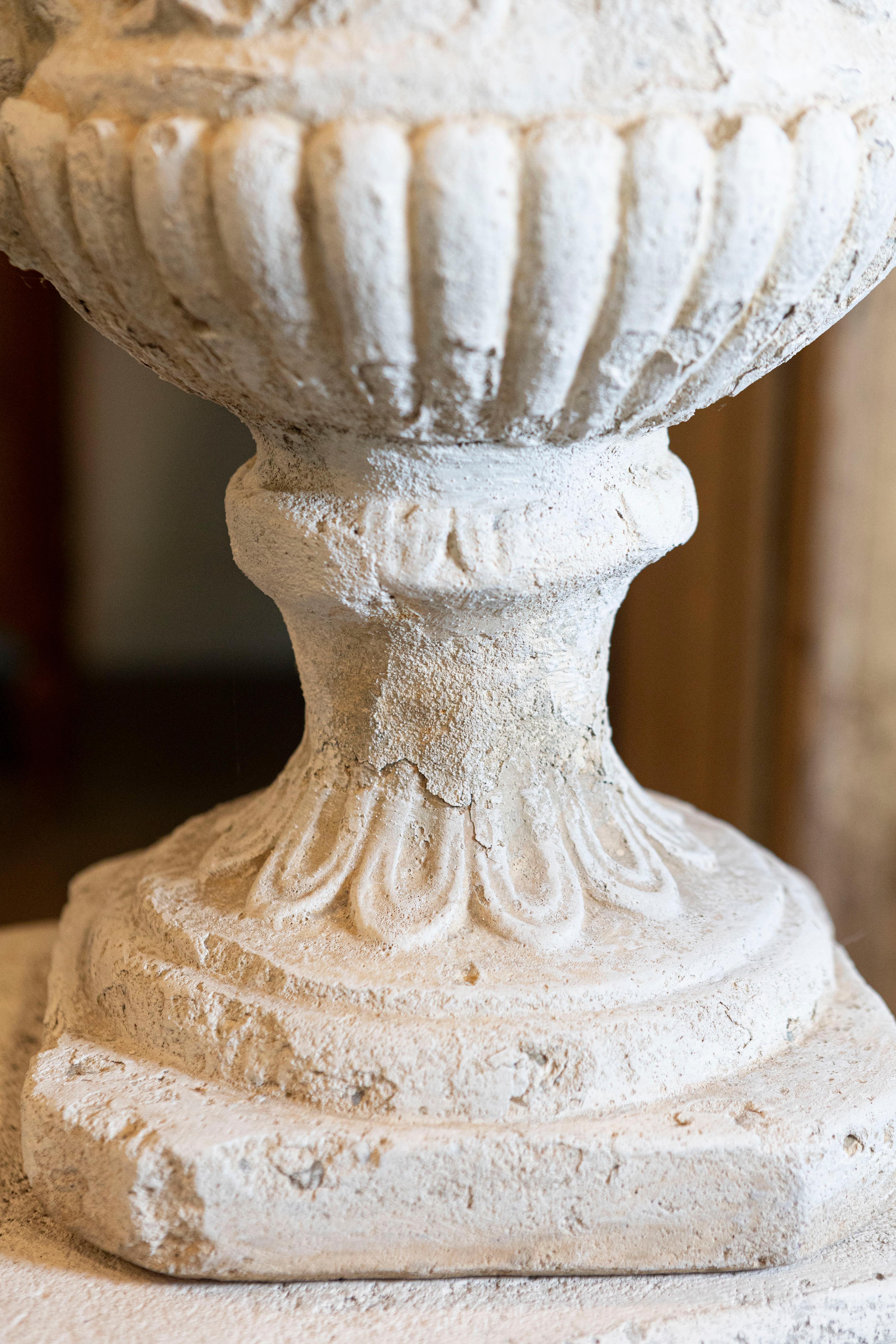 Cast Stone French Provençale Medici Vase Inspired Jardinière with Carved Scenes, circa 1870 For Sale