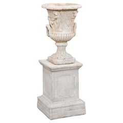 Used French Provençale Medici Vase Inspired Jardinière with Carved Scenes, circa 1870
