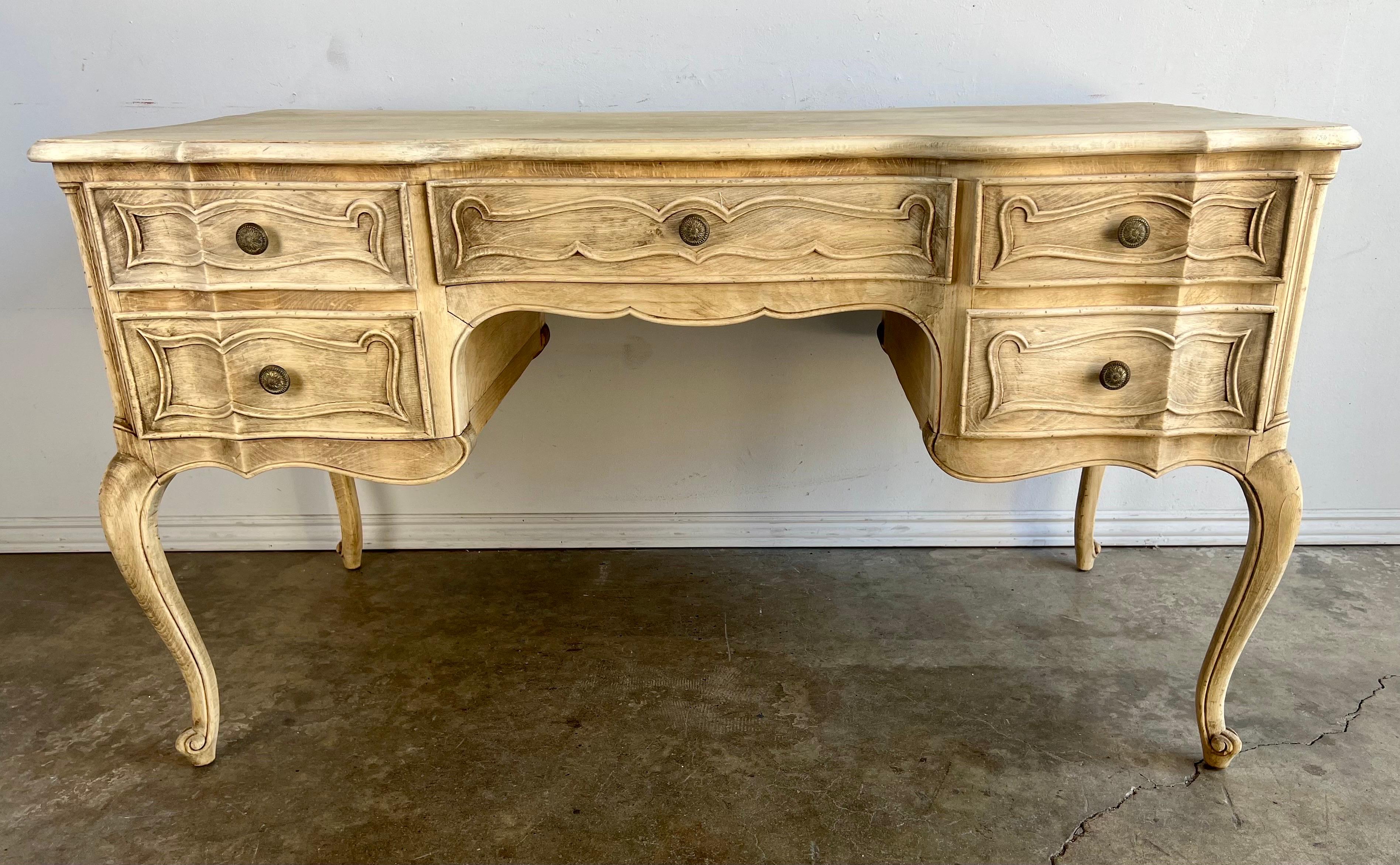 Bleached French Provencial Style Desk, C. 1930’s For Sale