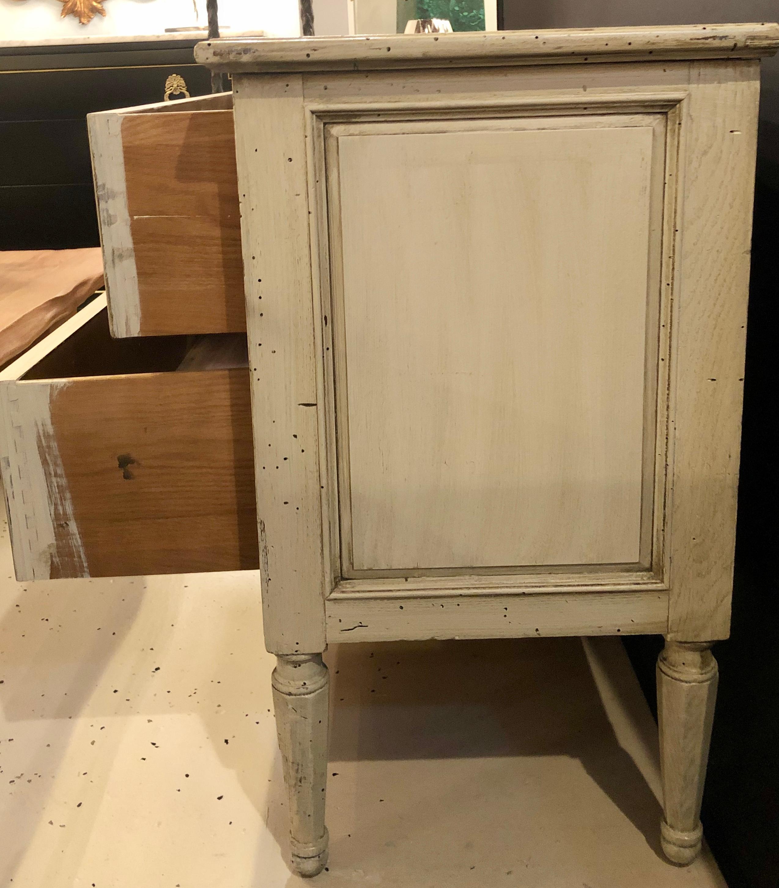 French Provencial White Mashed Chest Henredon Fine Furniture Stamped Two Drawer 4
