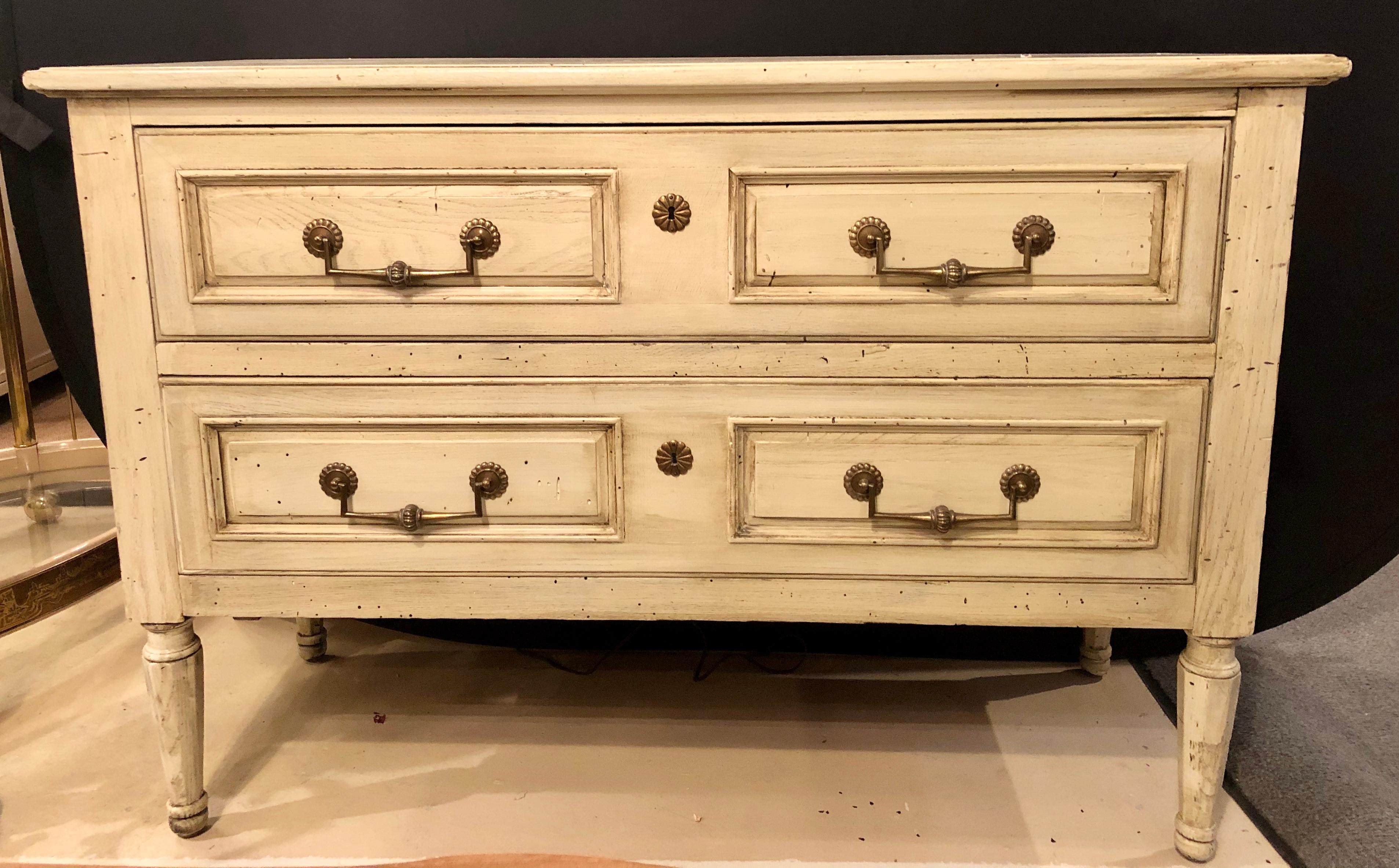 White Mashed Chest Henredon Fine Furniture Stamped. A beautiful Henredon vintage French Provencial two drawer dresser. Since 1945, Henredon has created fine furnishings and accessories that are carefully designed to withstand time and trends. Sleek