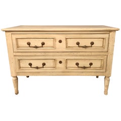 French Provencial White Mashed Chest Henredon Fine Furniture Stamped Two Drawer