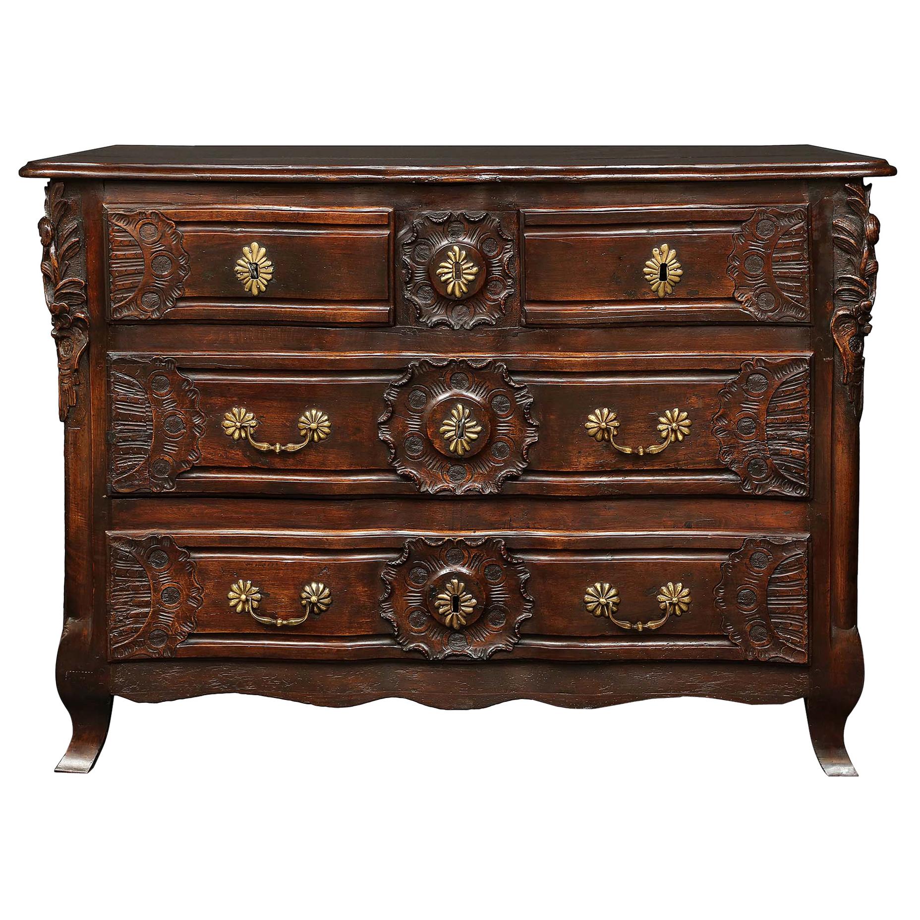 French Provincial 18th Century Louis XV Period Walnut Commode For Sale
