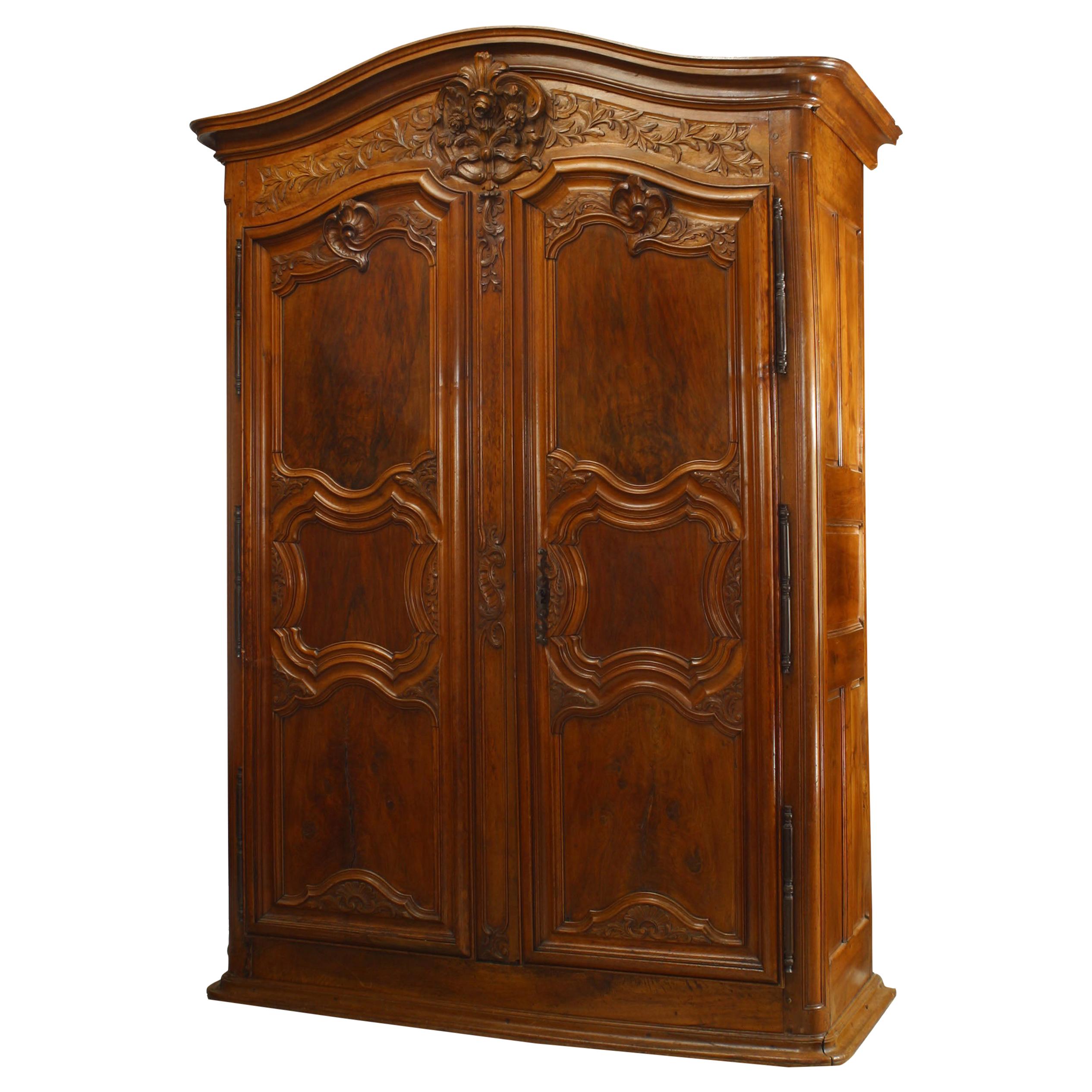French Provincial 18th Century Walnut Armoire
