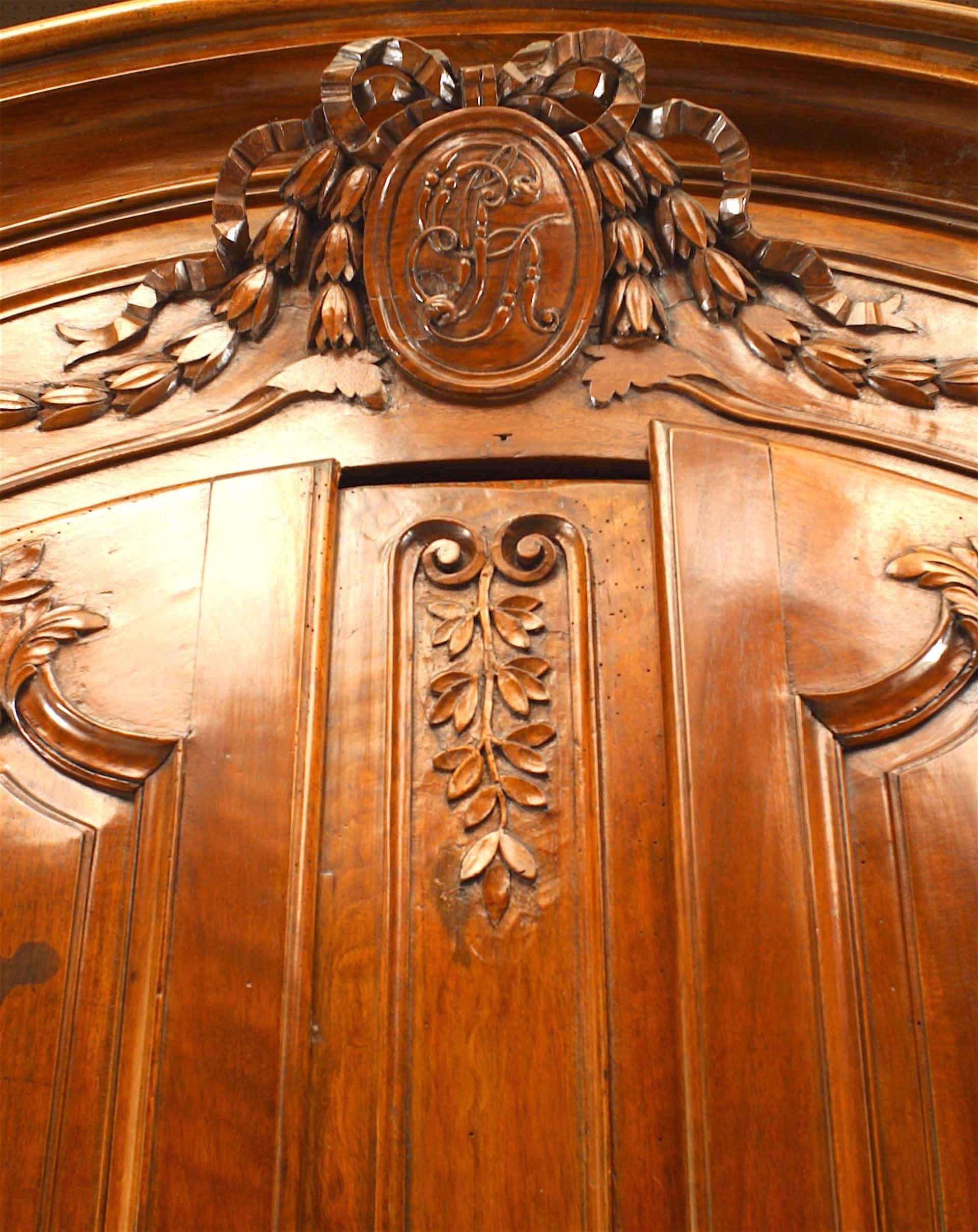 18th Century and Earlier French Provincial Carved Walnut Armoire For Sale