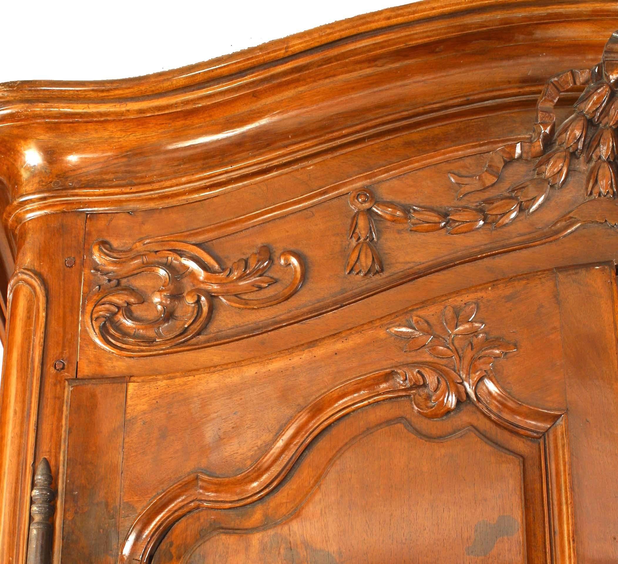 French Provincial Carved Walnut Armoire For Sale 1