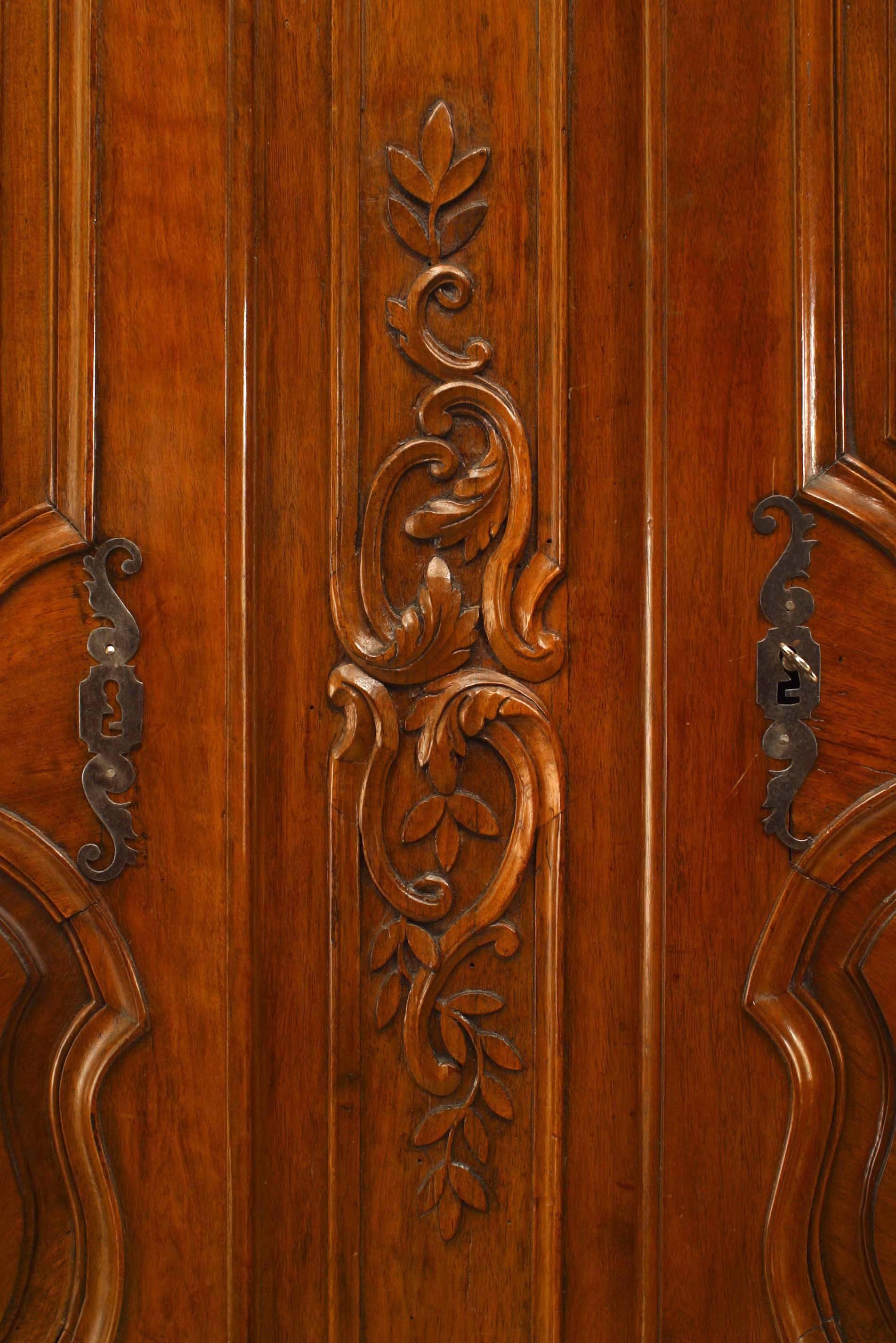 French Provincial Carved Walnut Armoire For Sale 2