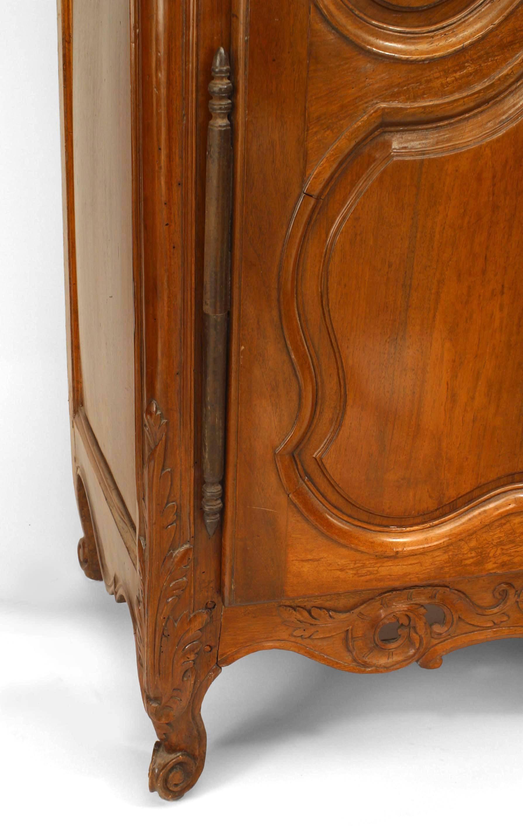 French Provincial Carved Walnut Armoire For Sale 3