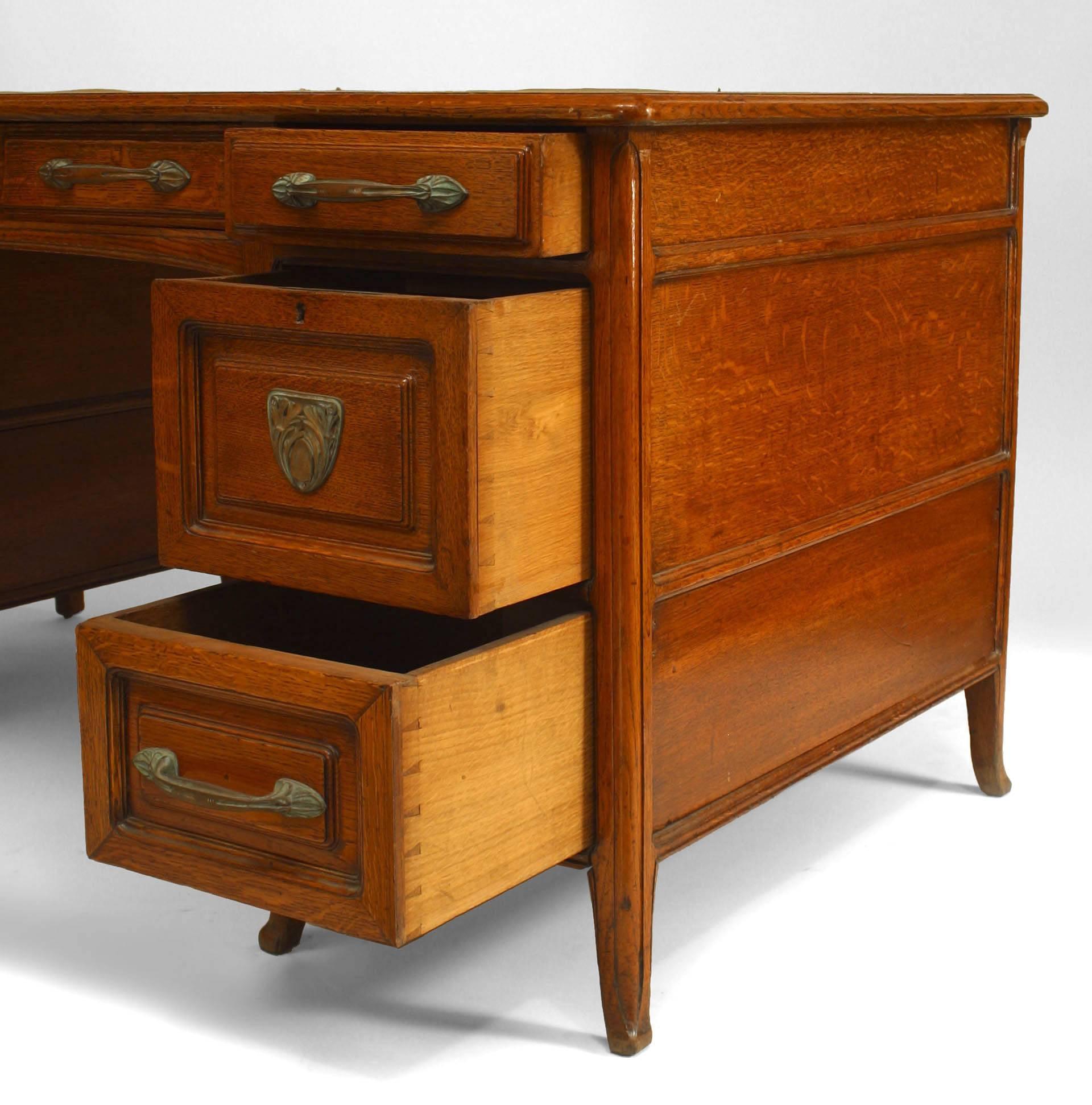 19th Century French Provincial Oak Kneehole Desk