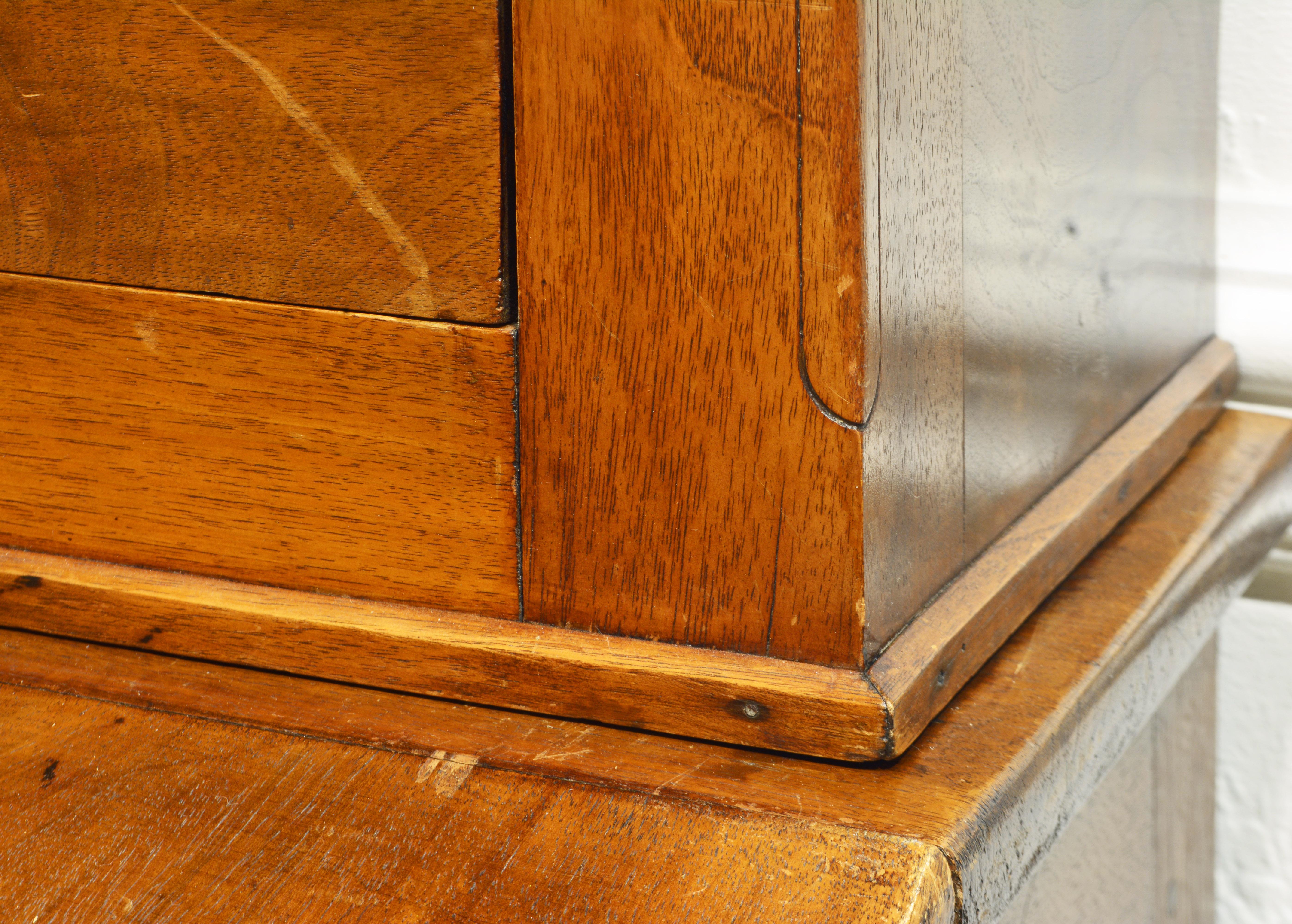 French Provincial Plantation Style Walnut Secretary Desk and Bookcase, 19th C. 4