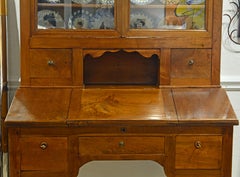 French Provincial Plantation Style Walnut Secretary Desk and Bookcase, 19th C.