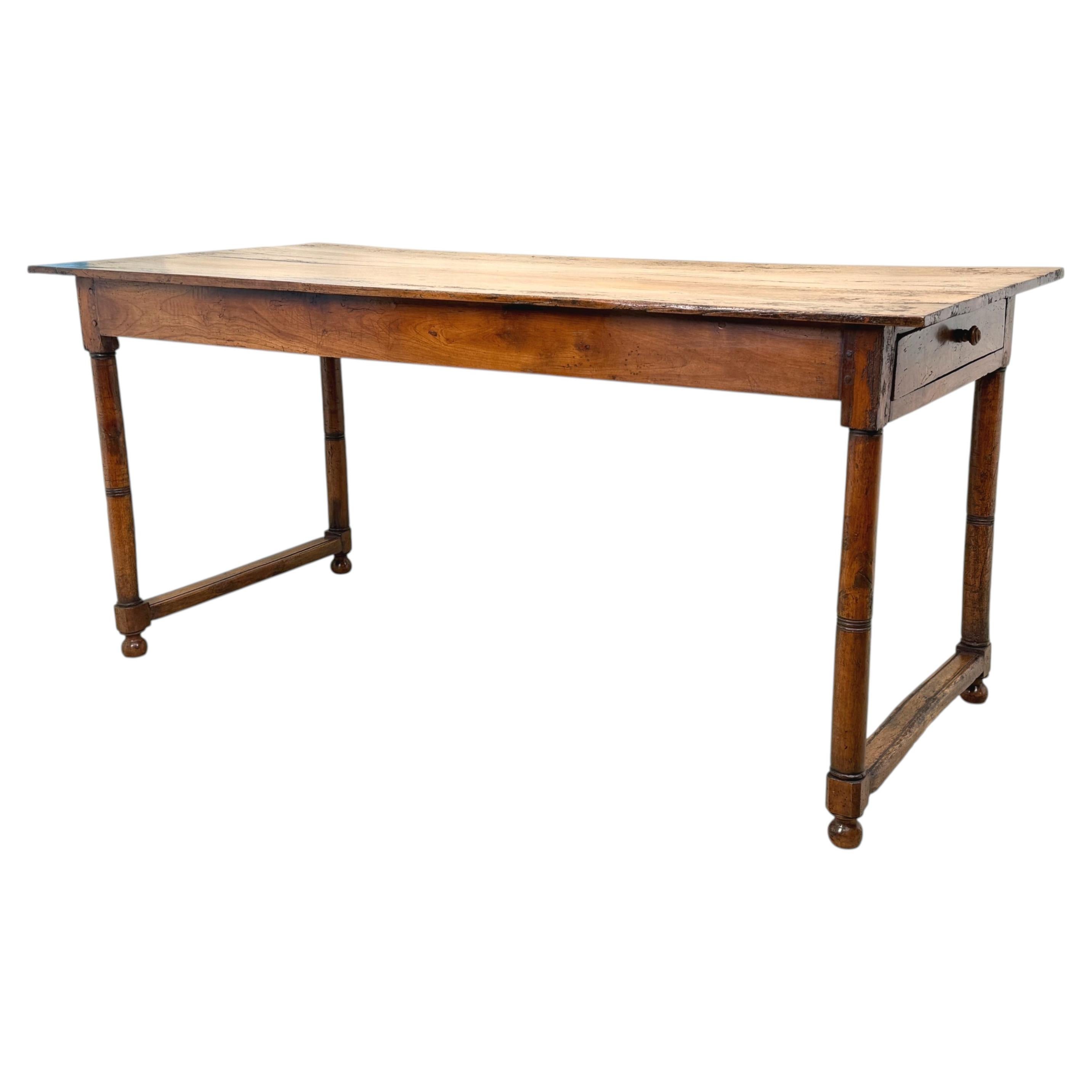 French Provincial 19th Century Fruitwood Farmhouse Table Of Small Size