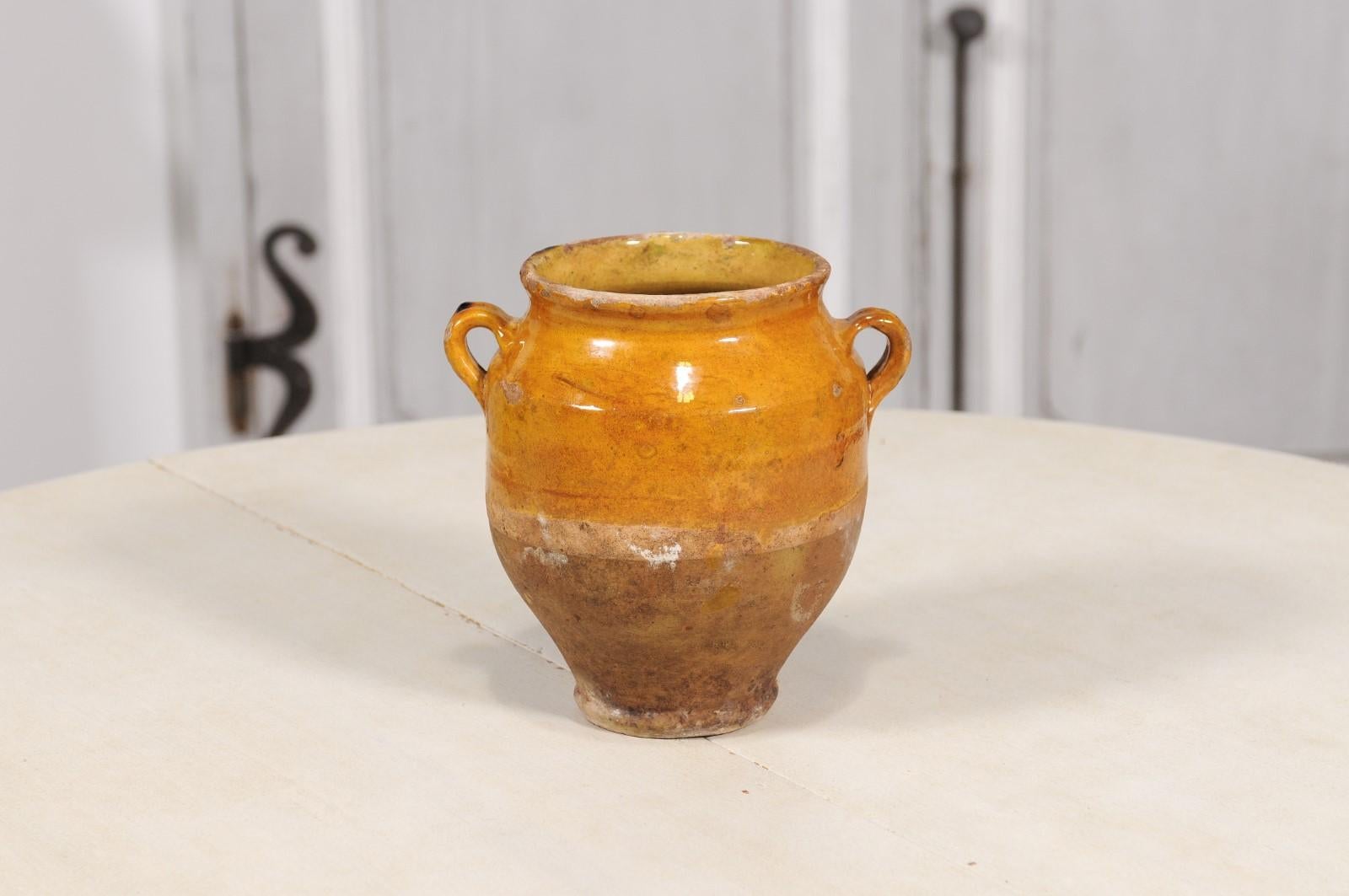 French Provincial 19th Century Pot à Confit Pottery Planter with Yellow Glaze 6