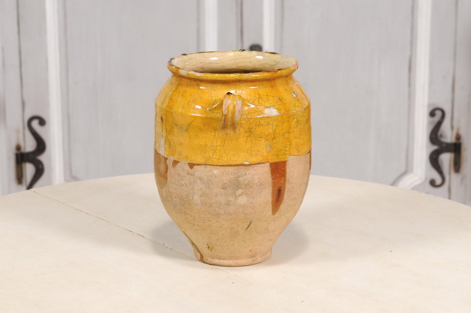 French Provincial 19th Century Pot à Confit Pottery with Yellow Glaze 4