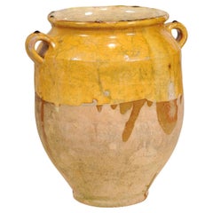 French Provincial 19th Century Pot à Confit Pottery with Yellow Glaze