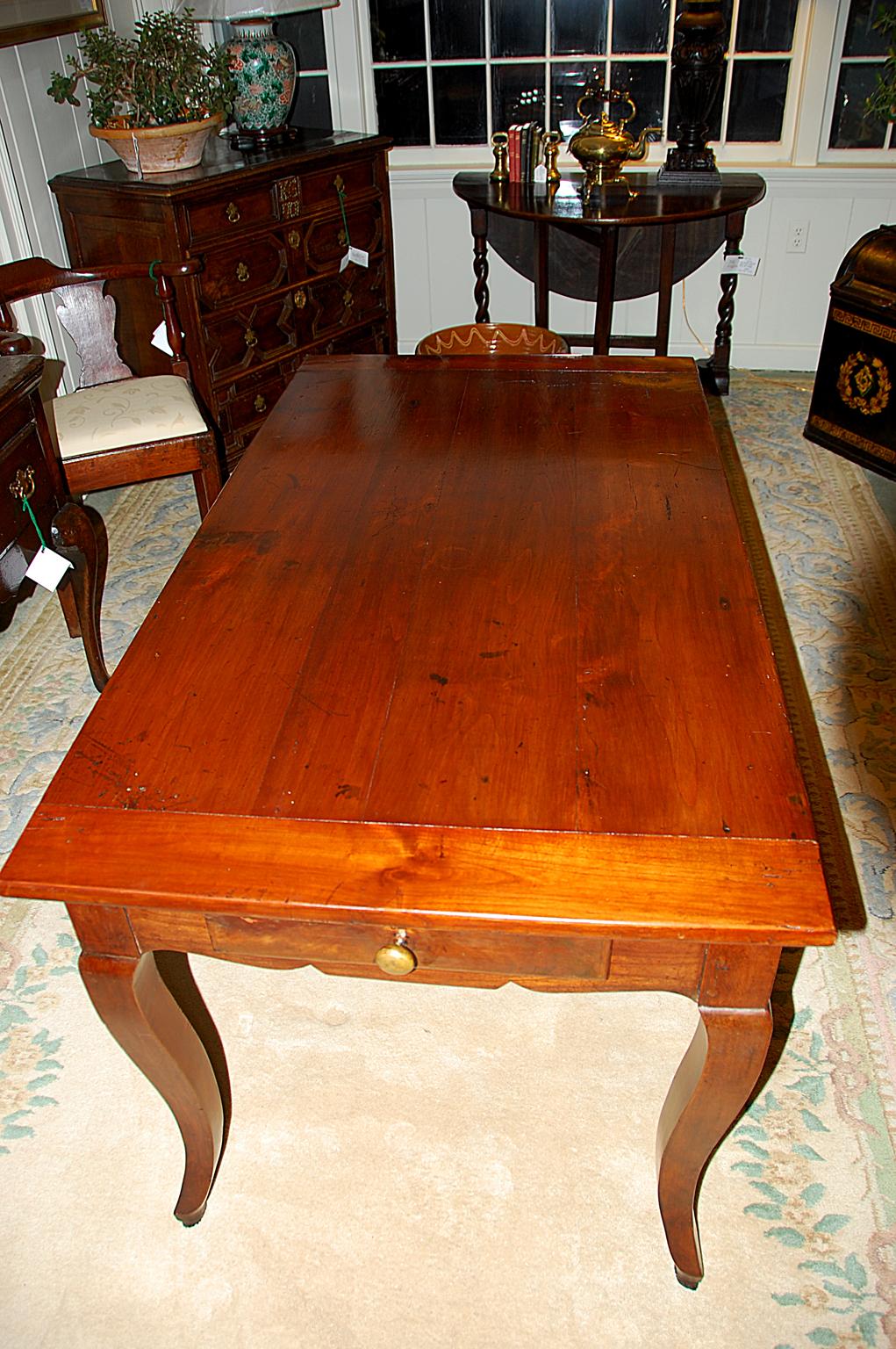 French Provincial 19th Century Small Farmhouse Cherry Dining Table 3