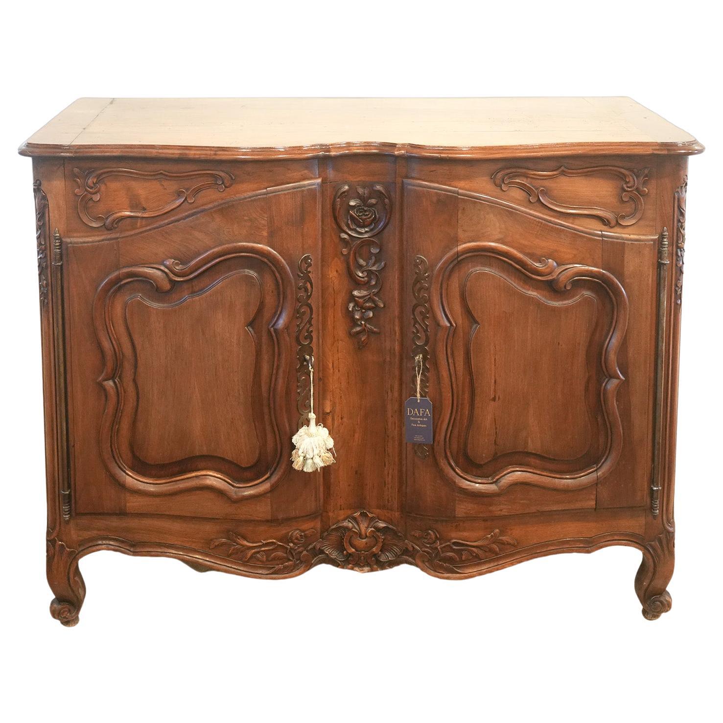 French Provincial 19th Century Walnut Beautifully Shaped Buffet For Sale