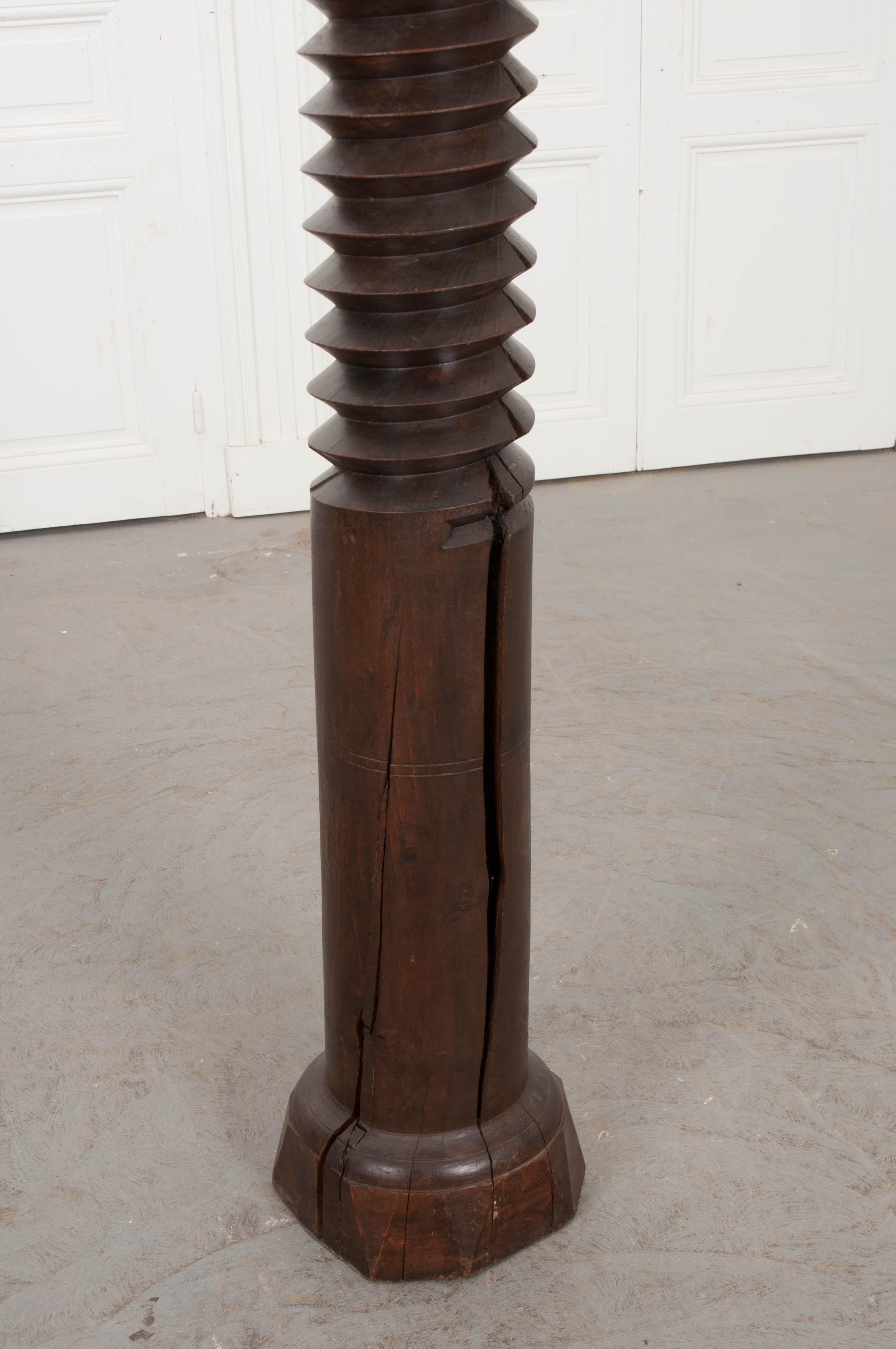 Carved French Provincial 19th Century Wine Press Screw