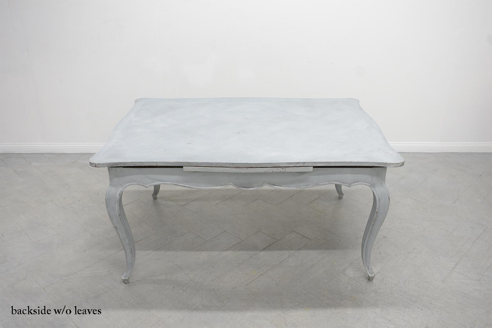 Early 1900s French Provincial Pale Grey Dining Table For Sale 3