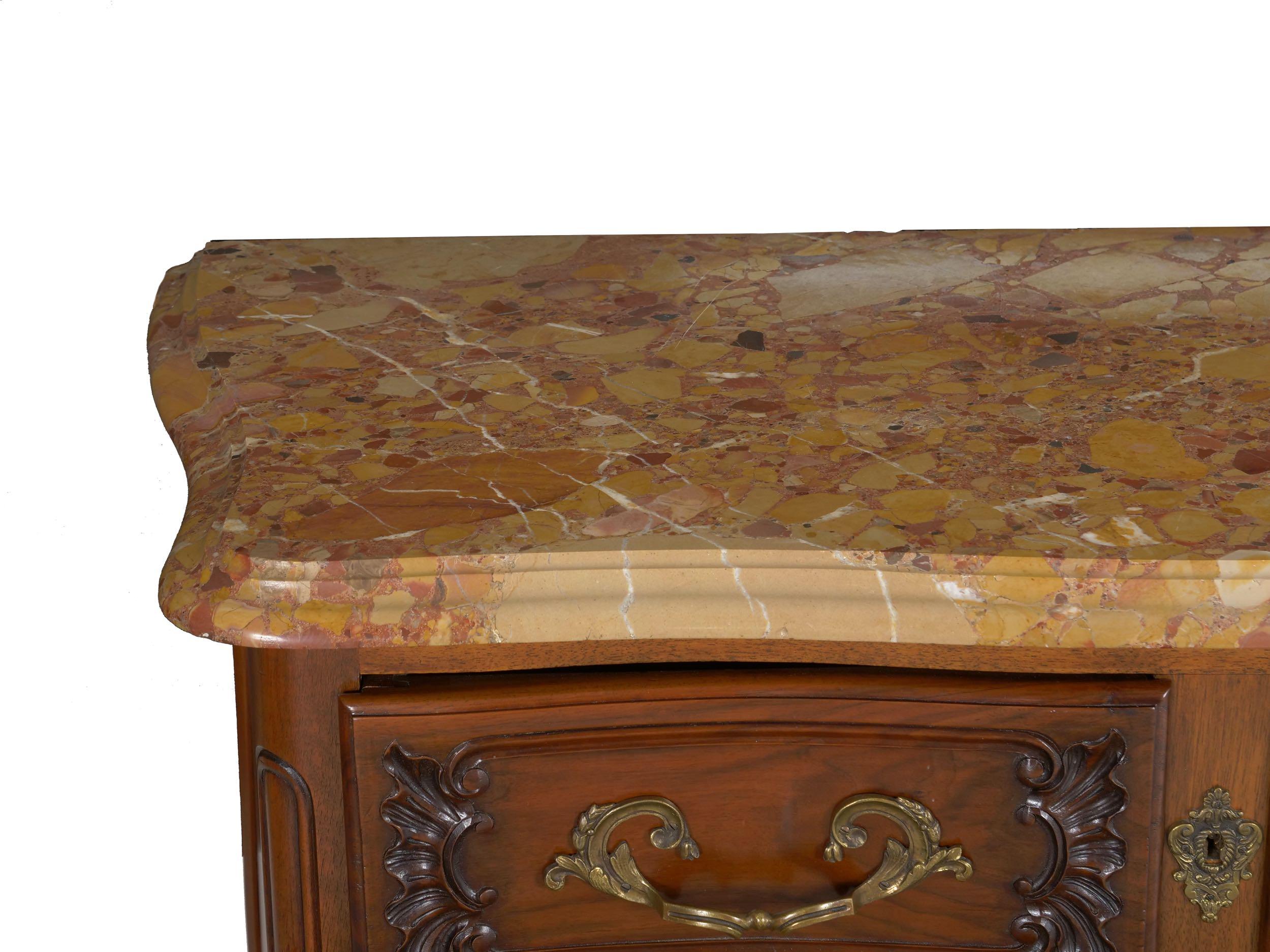 French Provincial Antique Walnut Chest of Drawers with Marble Top 8