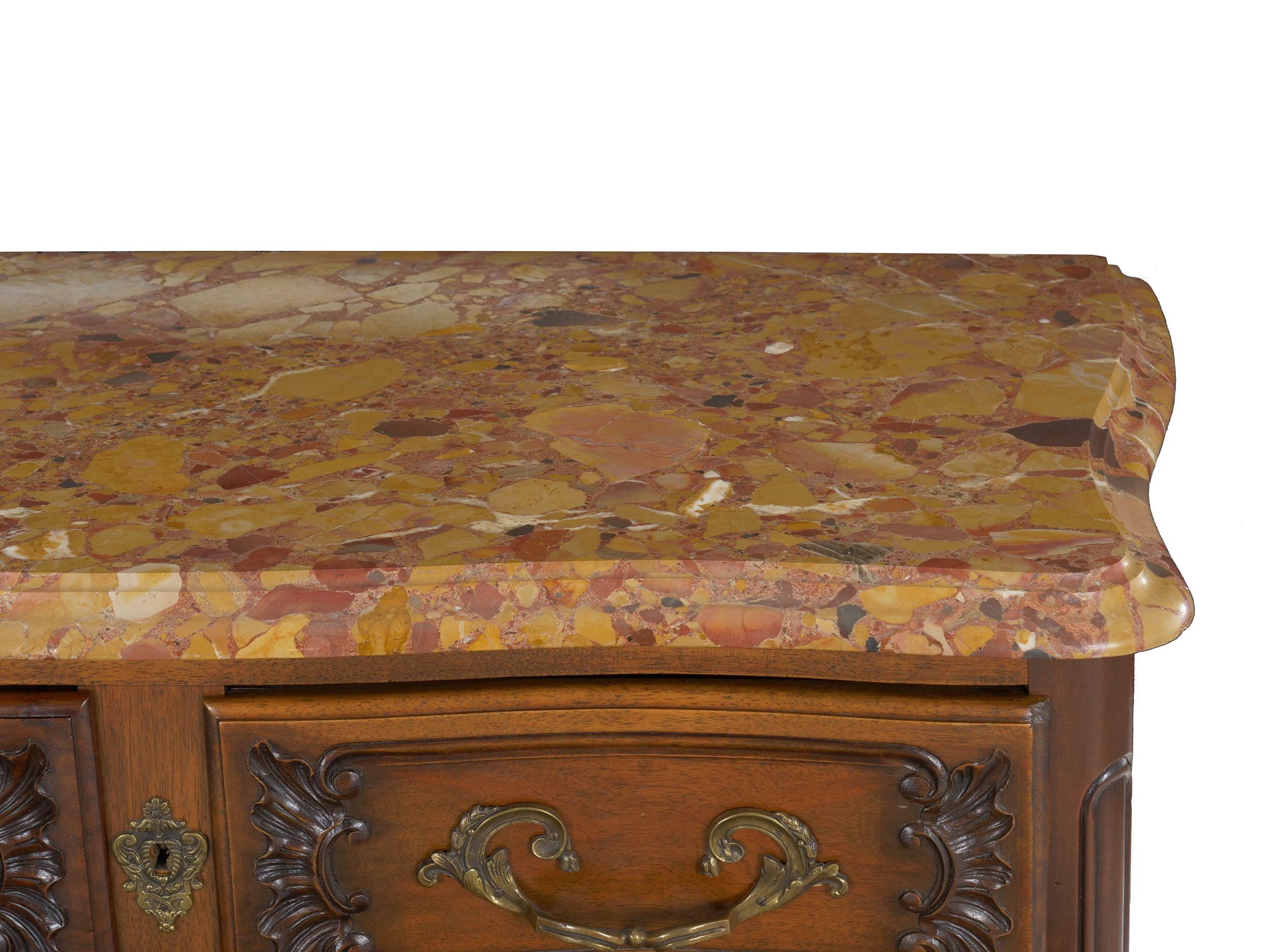 French Provincial Antique Walnut Chest of Drawers with Marble Top 9