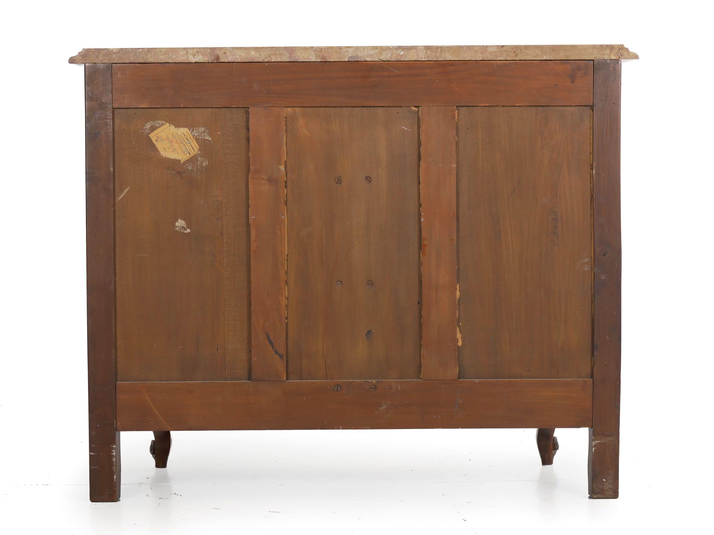 20th Century French Provincial Antique Walnut Chest of Drawers with Marble Top