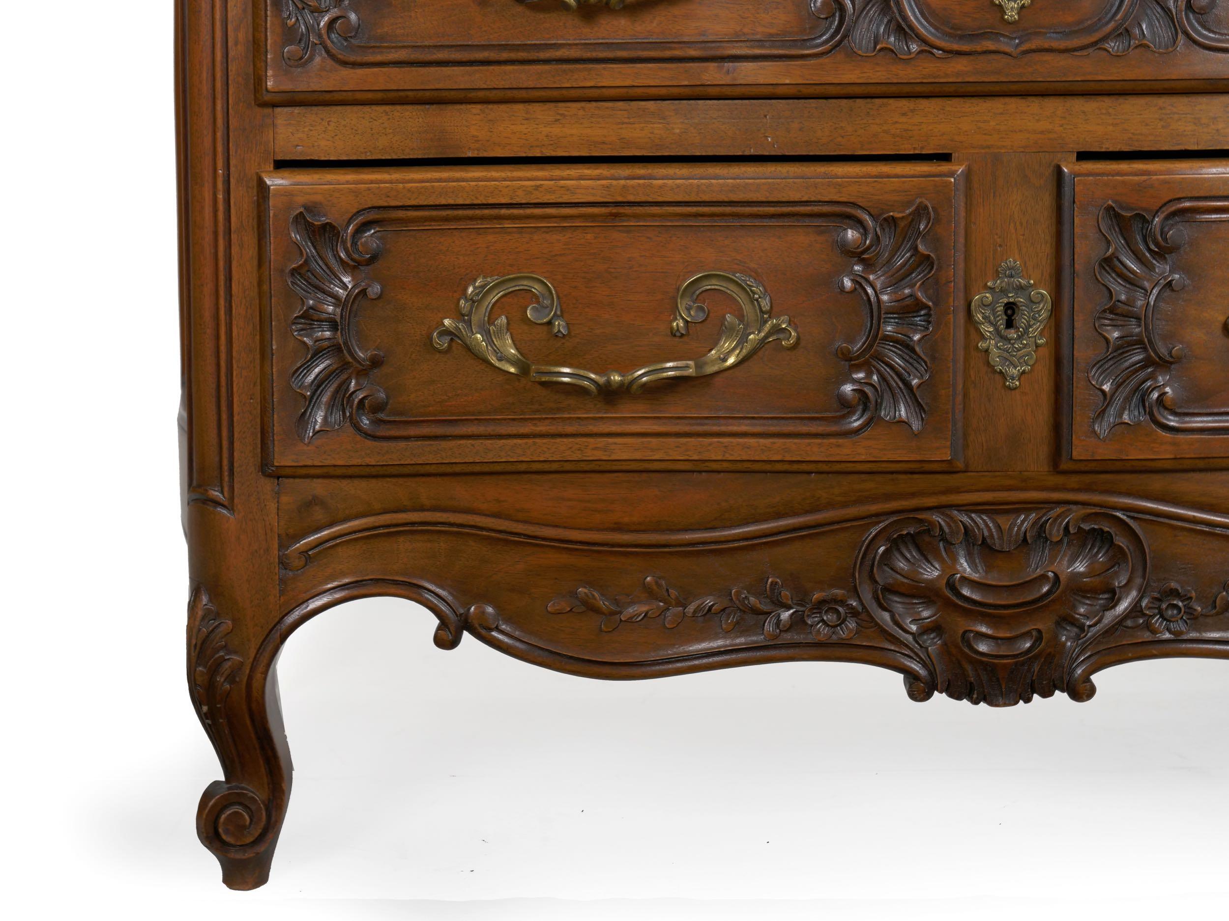 French Provincial Antique Walnut Chest of Drawers with Marble Top 2