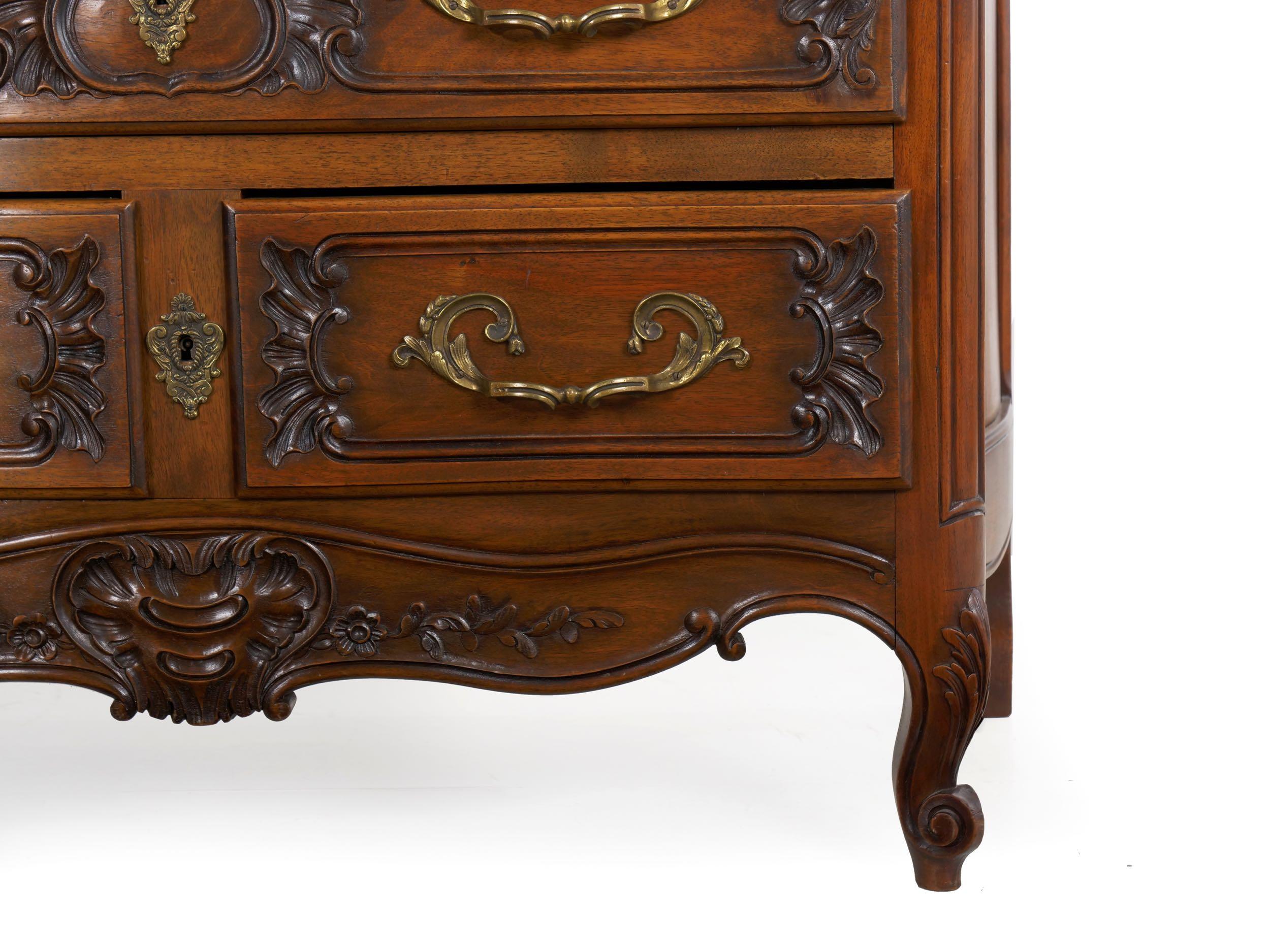 French Provincial Antique Walnut Chest of Drawers with Marble Top 3