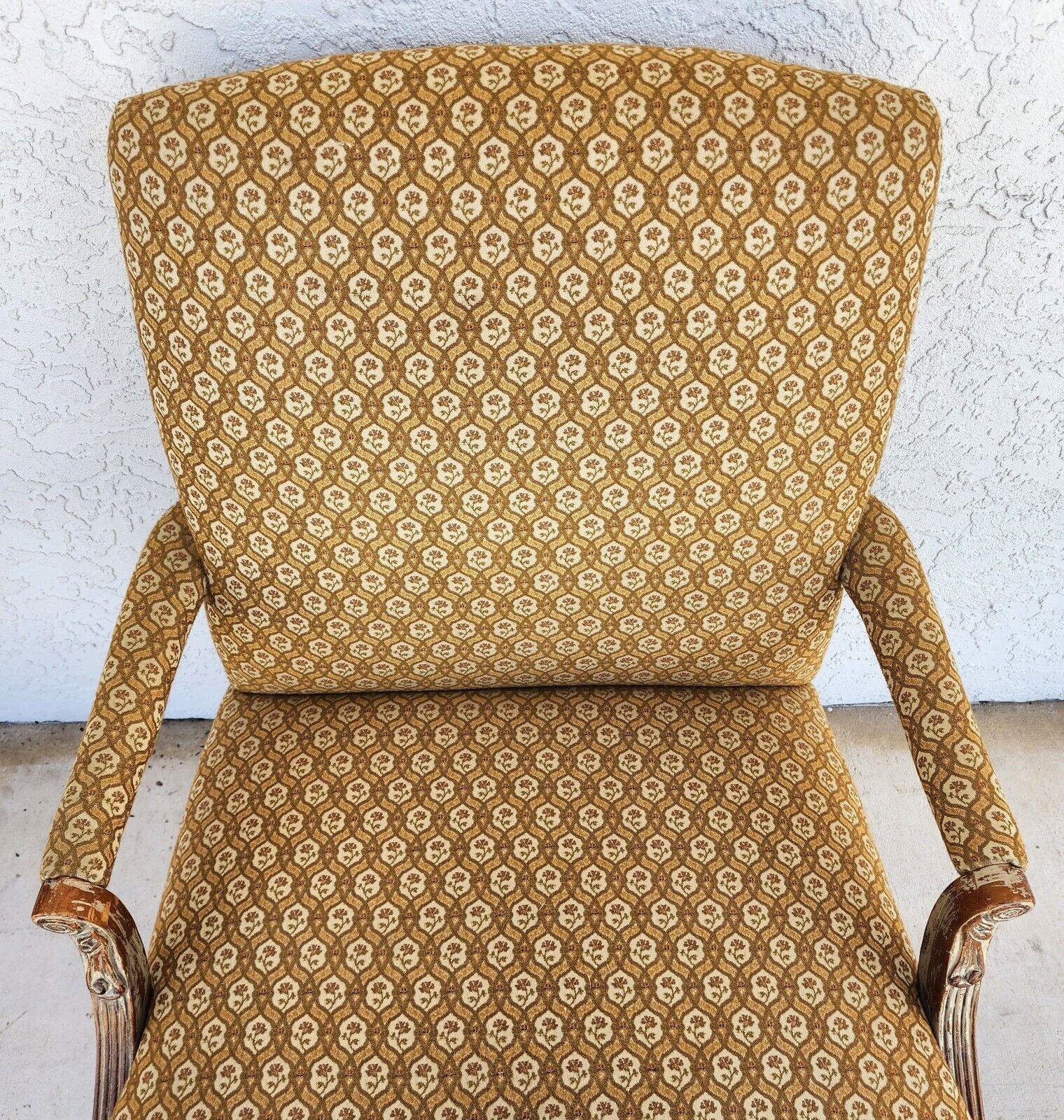Cotton French Provincial Armchair Lounge Chair For Sale