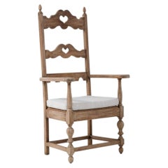 French Provincial Armchair with Bleached Oak Frame and Rush Seat