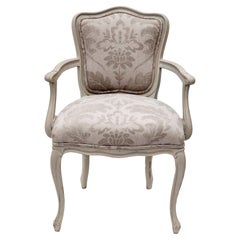 French Provincial Armchair with Romo Linen Upholestry in Gray