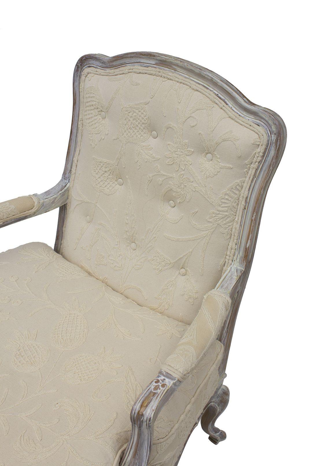 Fabric French Provincial Armchairs by John Widdicomb, a Pair For Sale
