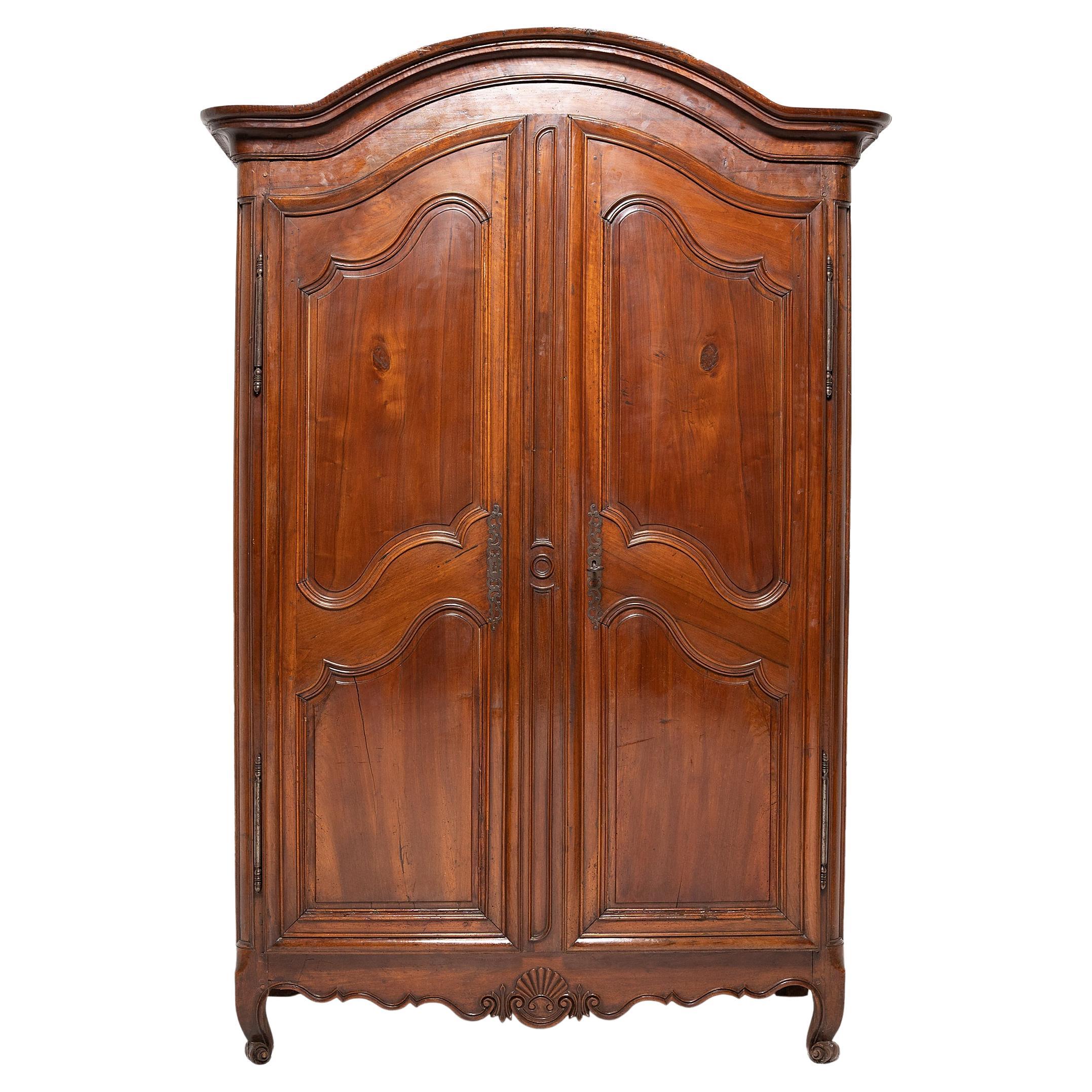 French Provincial Armoire with Arched Top, circa 1750 For Sale