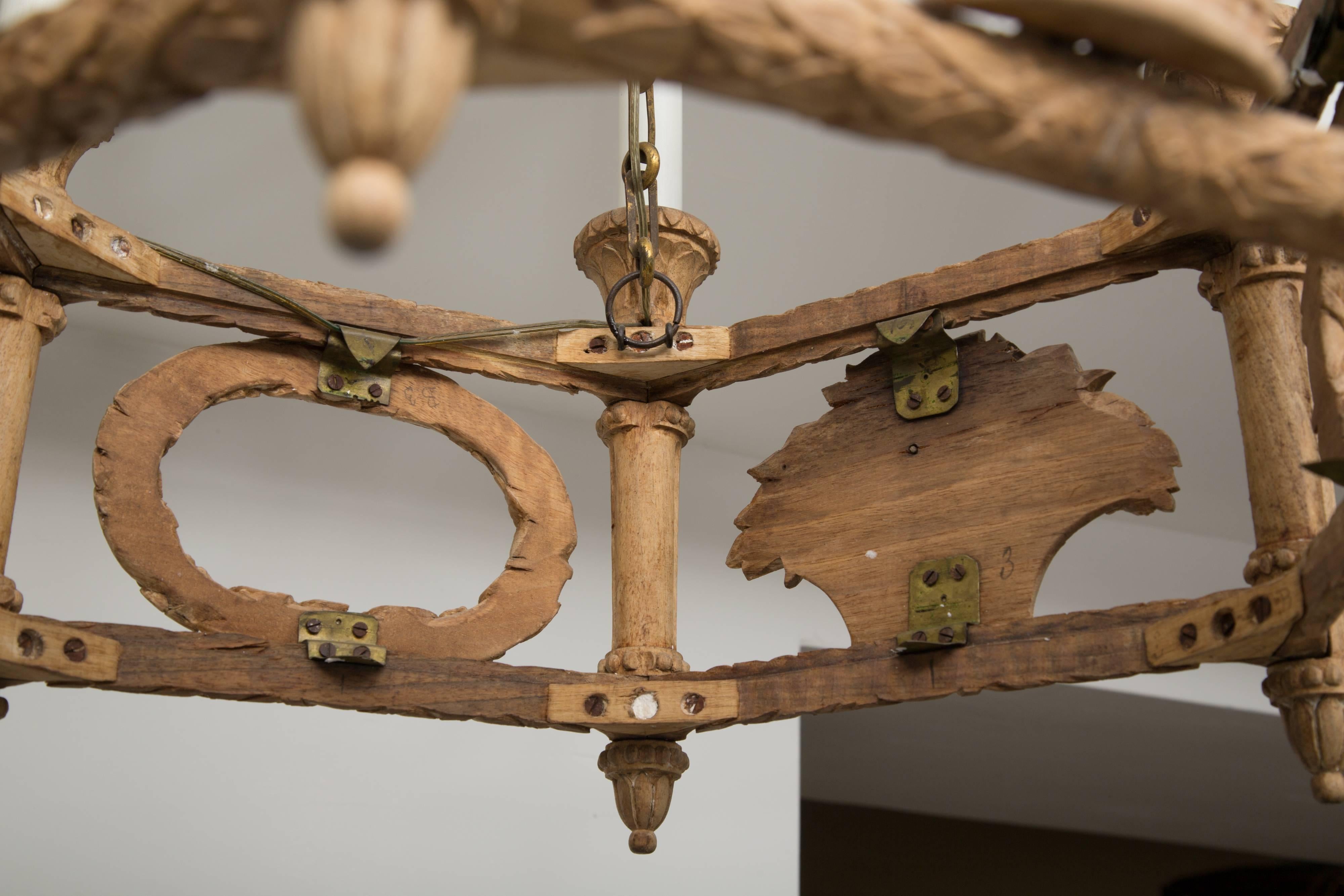 Hand-Carved French Provincial Beechwood Style Chandelier