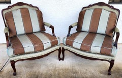 Drexel Heritage French Provincial Lounge Chairs Louis XV Silk