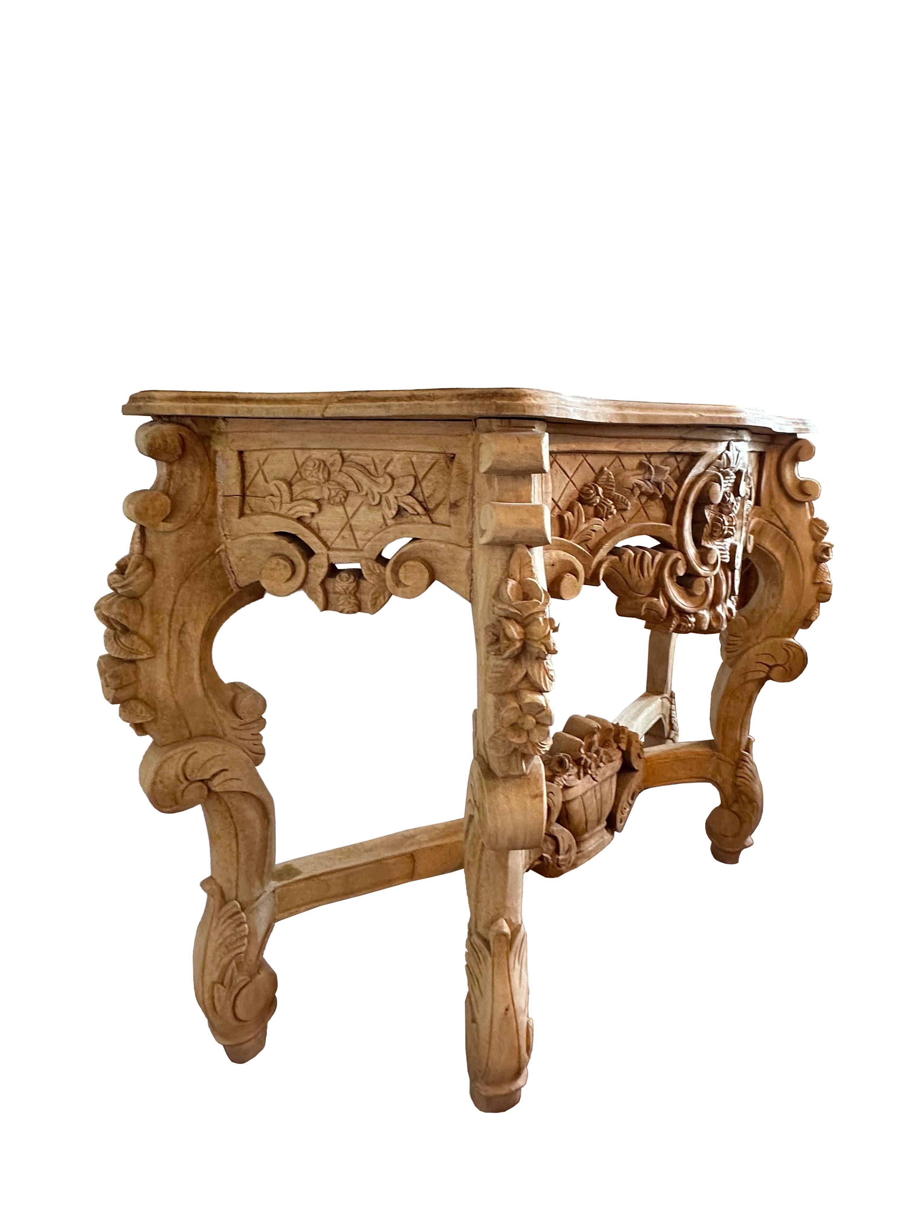 French Louis XIV Style Carved Console Table