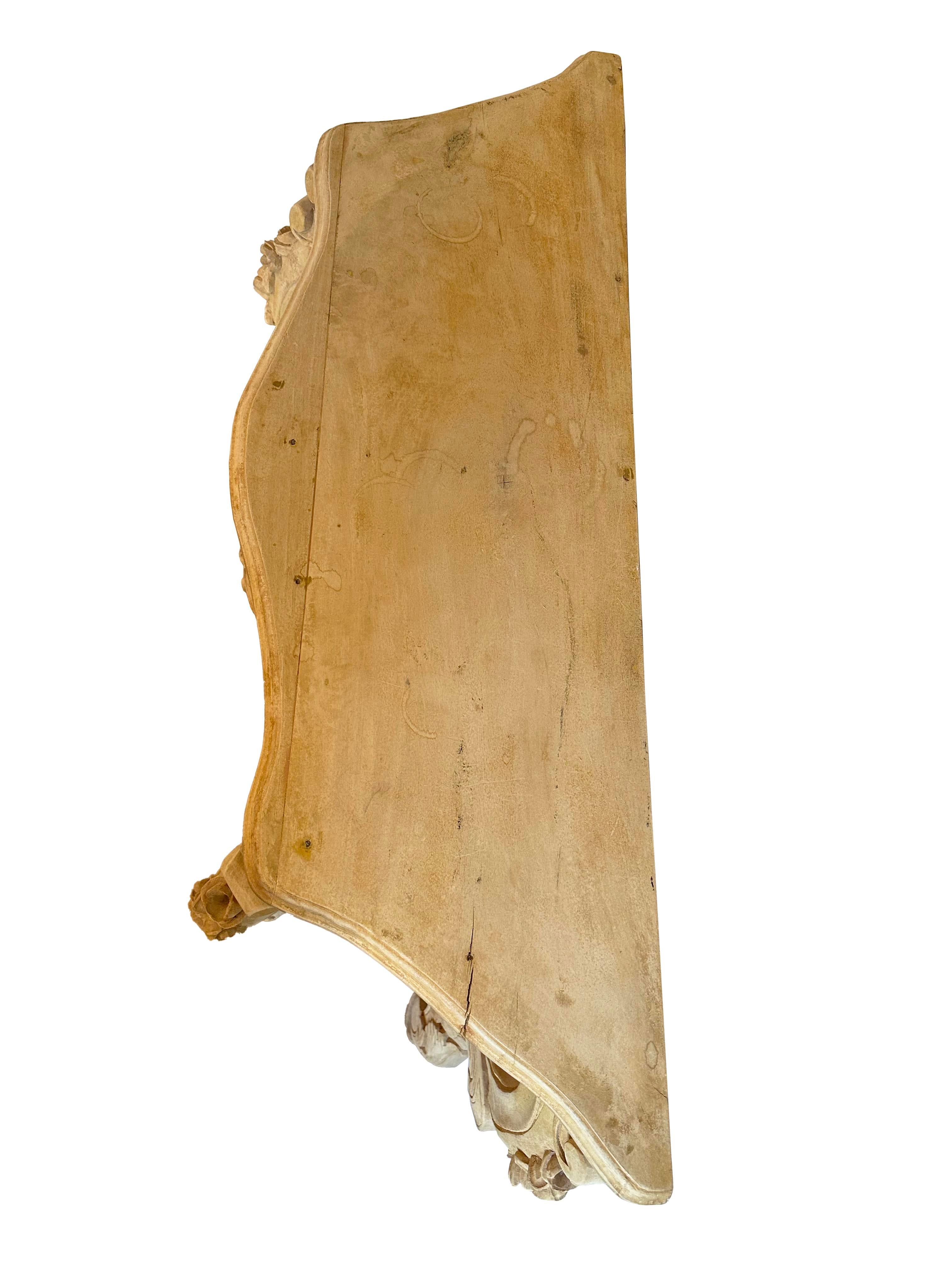 Carved French Provincial Bleached Oak Console For Sale